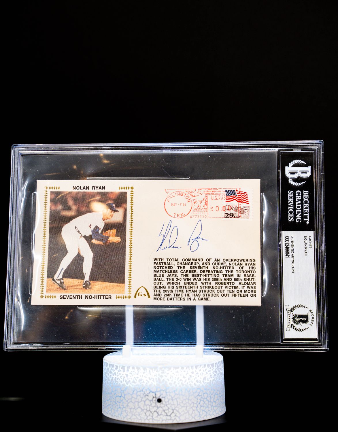 Cache Envelope Seventh No Hitter Autographed Nolan Ryan Large Sized Card (BGS Authentic Auto BGS: #00012466841)