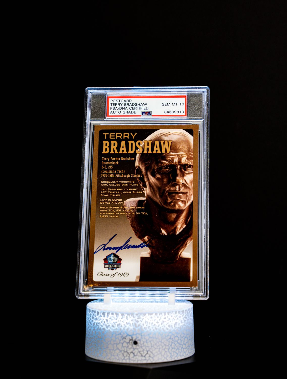 Class of 1989 Post Card Terry Bradshaw (Medium Card) 109/150 – PSA GEM MT 10 Auto