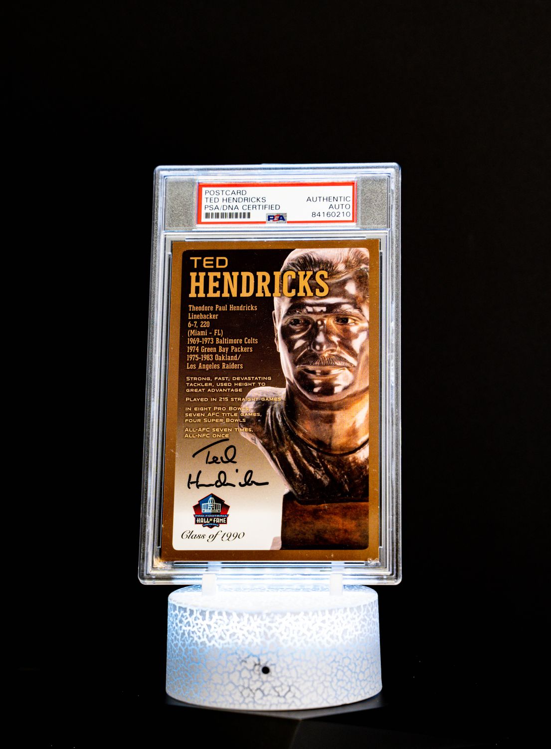 Class of 1990 Post Card Ted Hendricks (Medium Card) 113/150 (PSA: Authentic Auto PSA: #84160210)