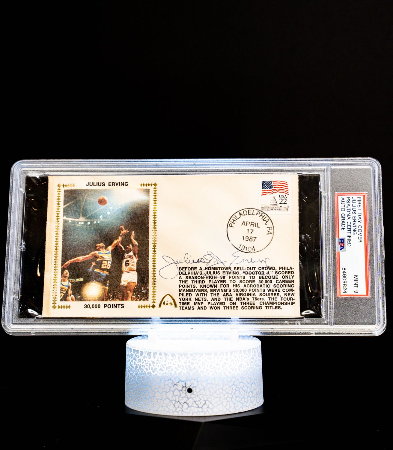 First Day Cover Envelope Julius Erving Auto Mint 9 (Envelope)