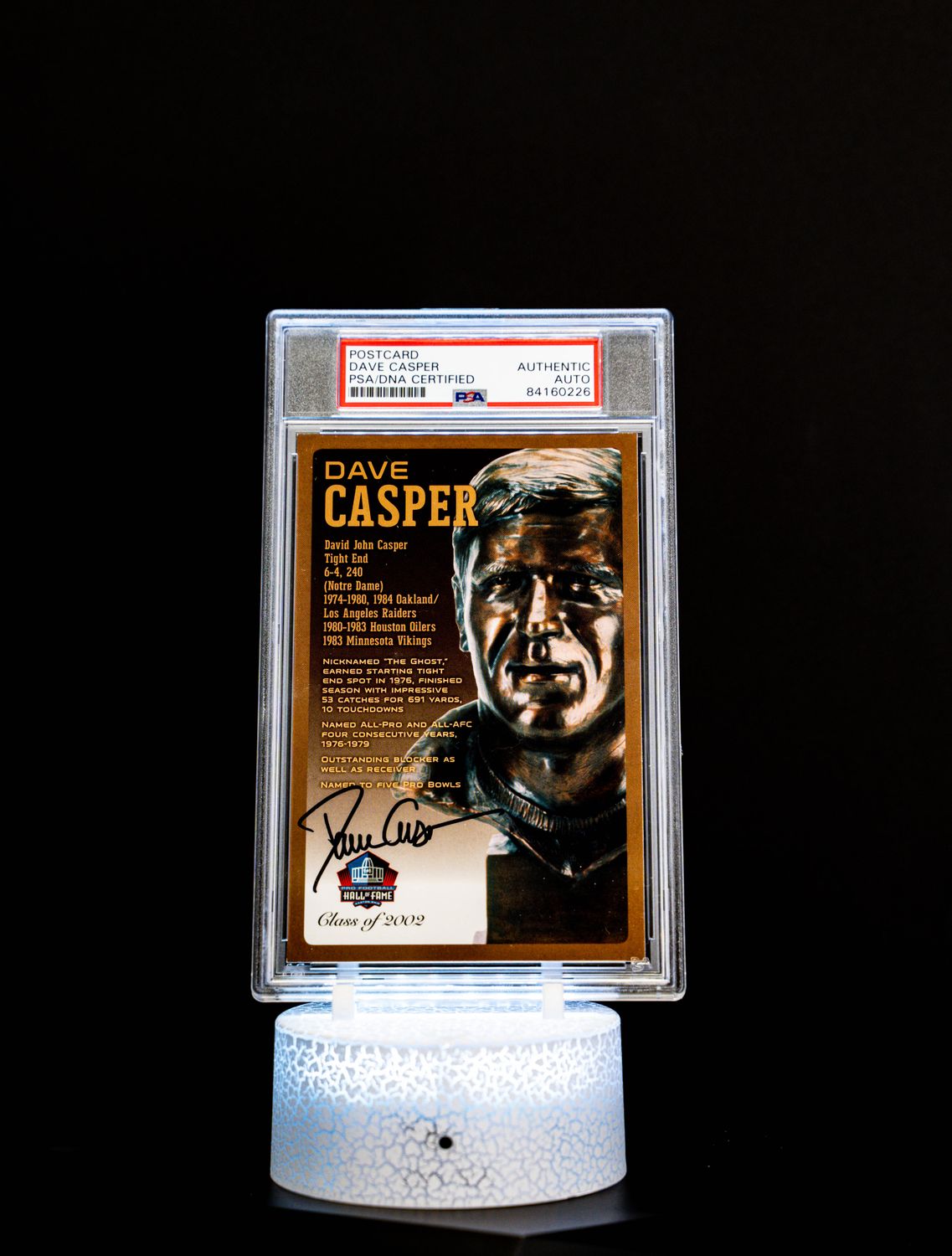 Class of 2002 Post Card Dave Casper (Medium Card) 143/150 (PSA: Authentic Auto PSA: #84160226)