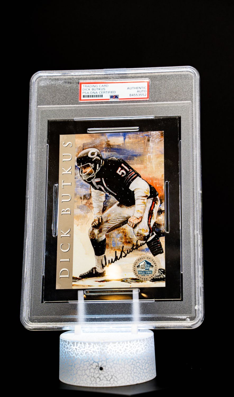 1998 H.O.F. Cards Hall of Fame Signature Series Dick Butkus Autograph (SN: 2032/5000) – PSA/DNA Certified Auto – Oversized Limited Edition