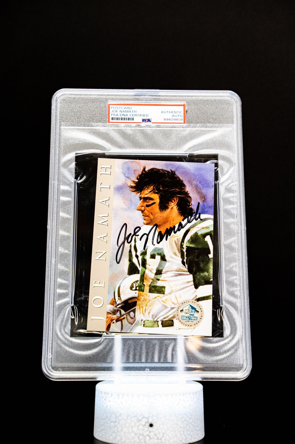 1998 H.O.F. Cards Hall of Fame Signature Series Joe Namath Auto (SN: 2207/2500) Large Sized Card