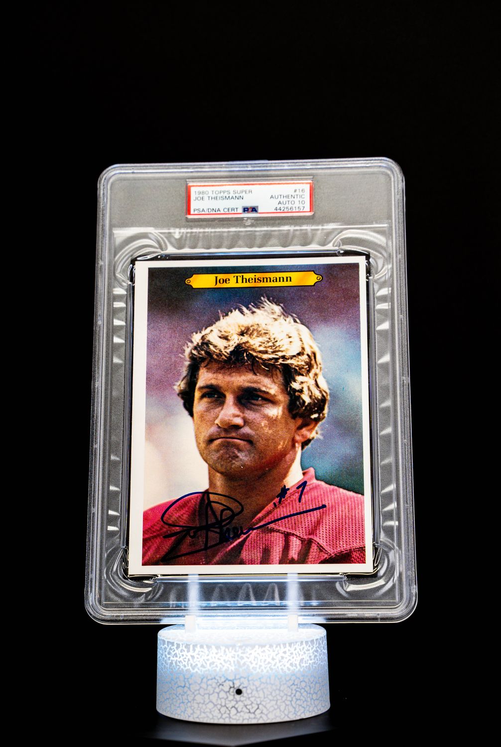 1980 Topps Chewing Gum Topps Super Joe Theismann Auto (SN: 16/30) Large Card (PSA GEM MT 10 Auto Grade PSA: #44256157)