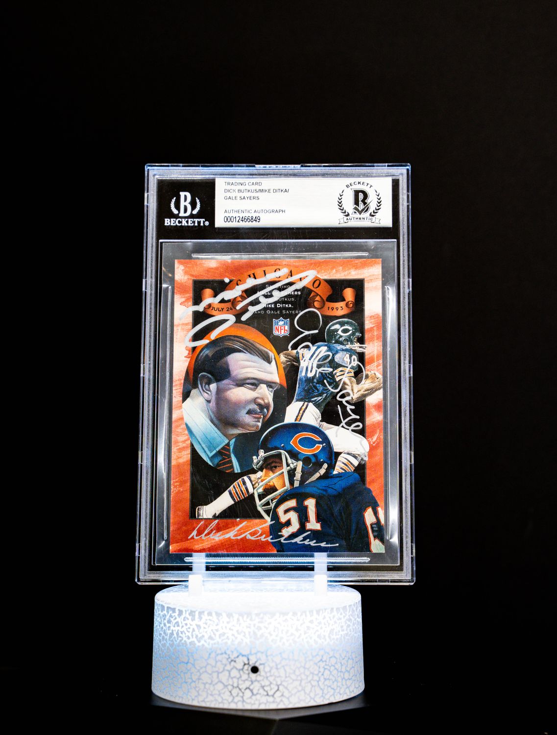 1993 NFL Commemorative Collector Card Autographed Butkus, Ditka and Sayers (SN: 94/200) (BGS: Authentic Auto BGS: #00012466849)
