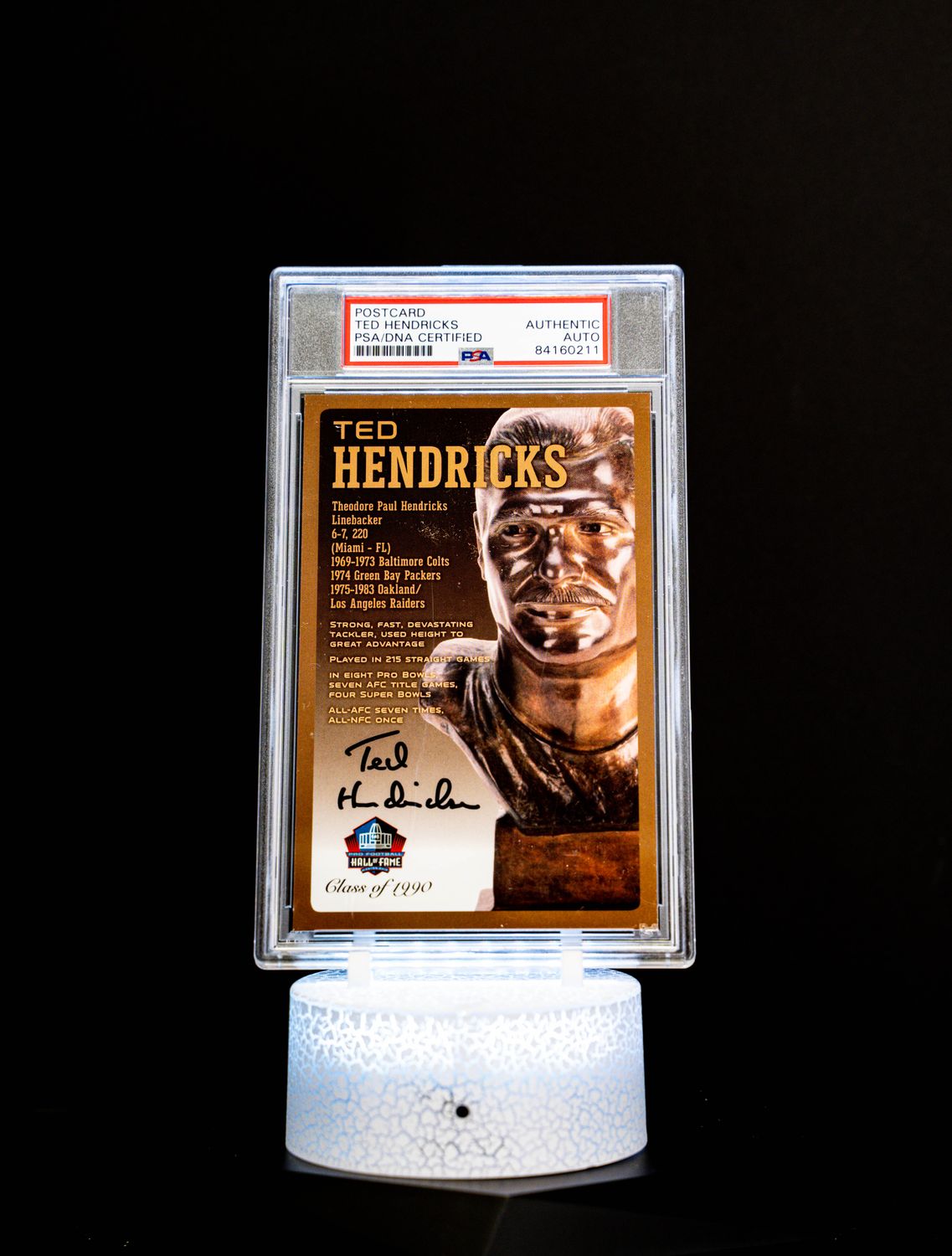Class of 1990 Post Card Ted Hendricks (Medium Card) 127/150 (PSA: Authentic Auto PSA: #84160211)