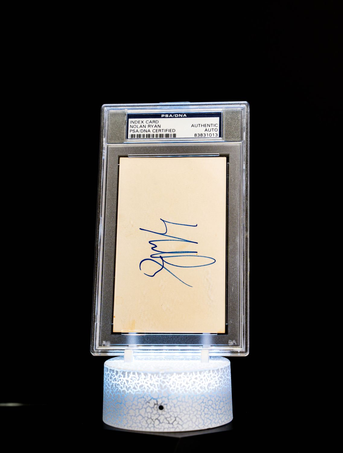 Index Card Autographed by Nolan Ryan