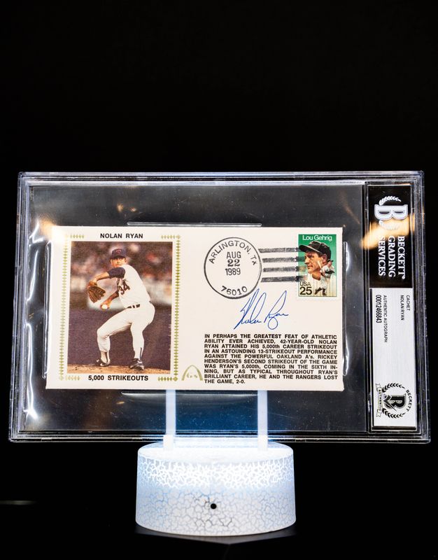 Cache Envelope 5,000 Strike Outs Autographed Nolan Ryan Large Sized Card (BGS Authentic Auto BGS: #00012466843)