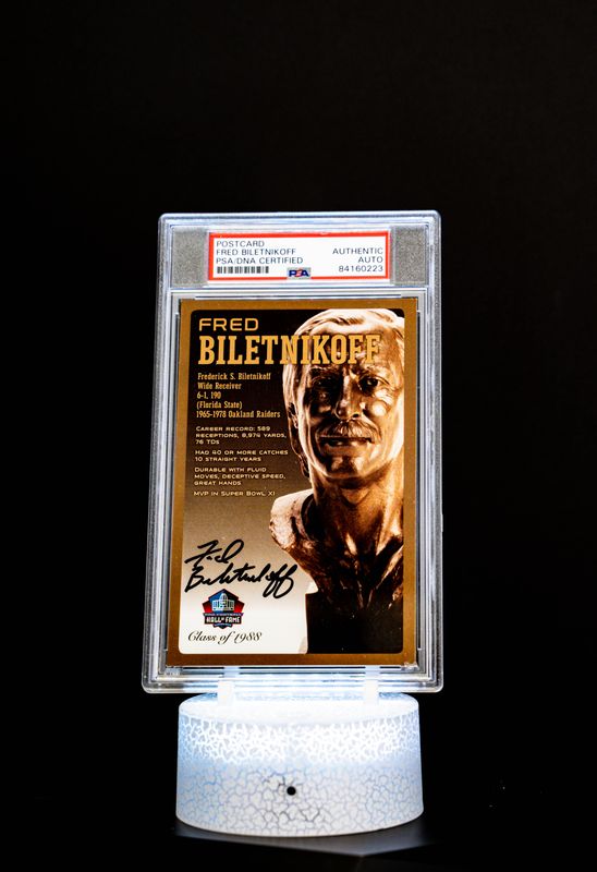 Class of 1988 Post Card Fred Biletnikoff (Medium Card) 116/150 (PSA: Authentic Auto PSA: #84160223)