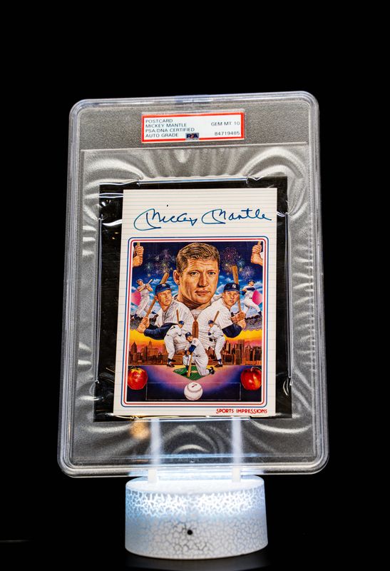 Oversized Postcard Sports Impressions Mickey Mantle PSA Auto GEM MT 10
