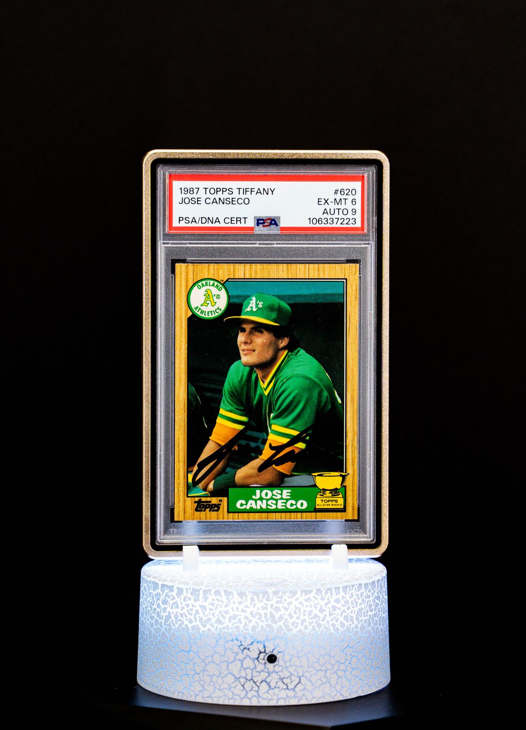 1987 Topps Tiffany Jose Canseco Autograph PSA EX-MT 6 Auto 9 #620