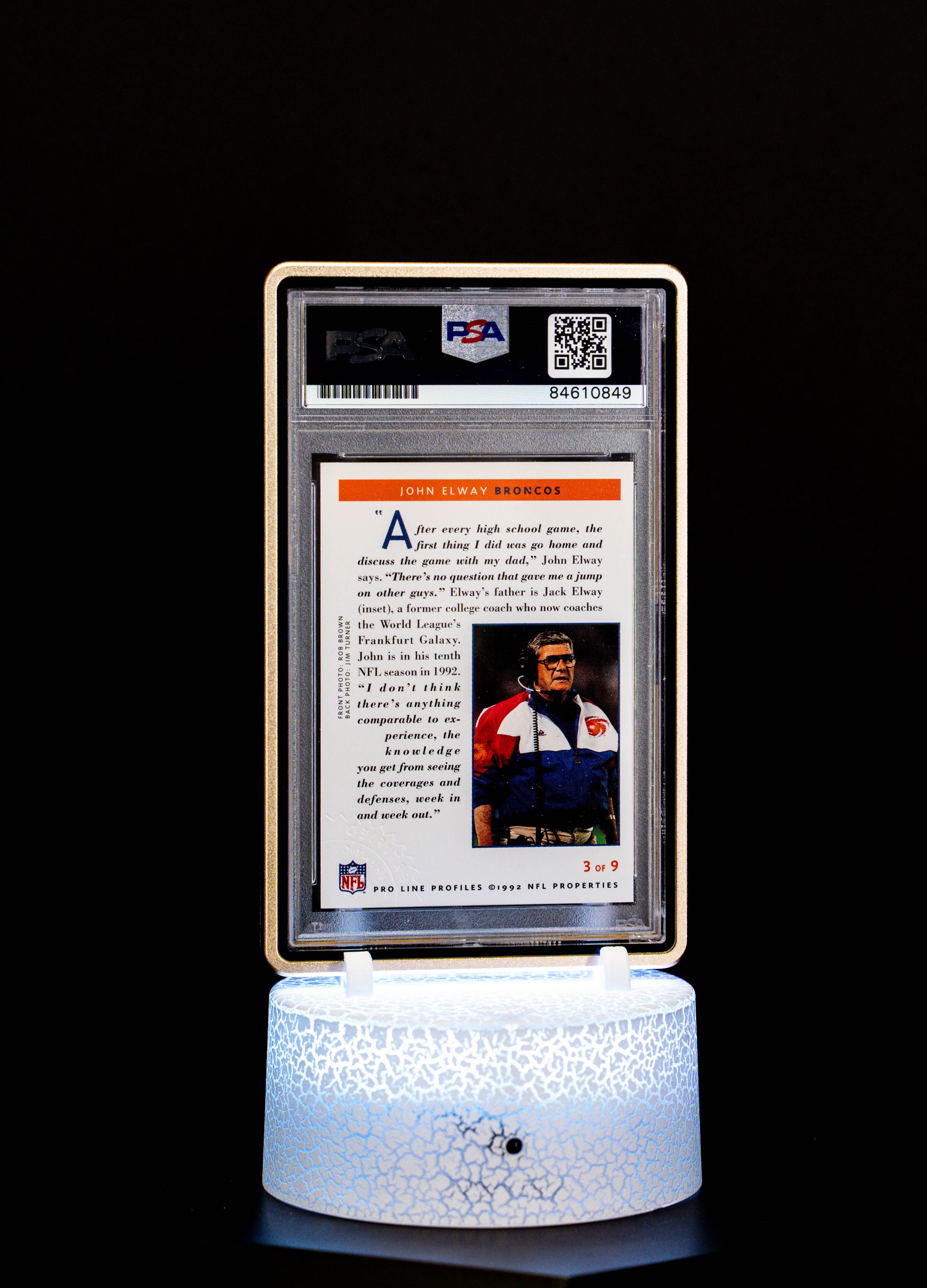 1992 Pro Line Profiles Autograph John Elway PSA Mint 9 #3 of 9