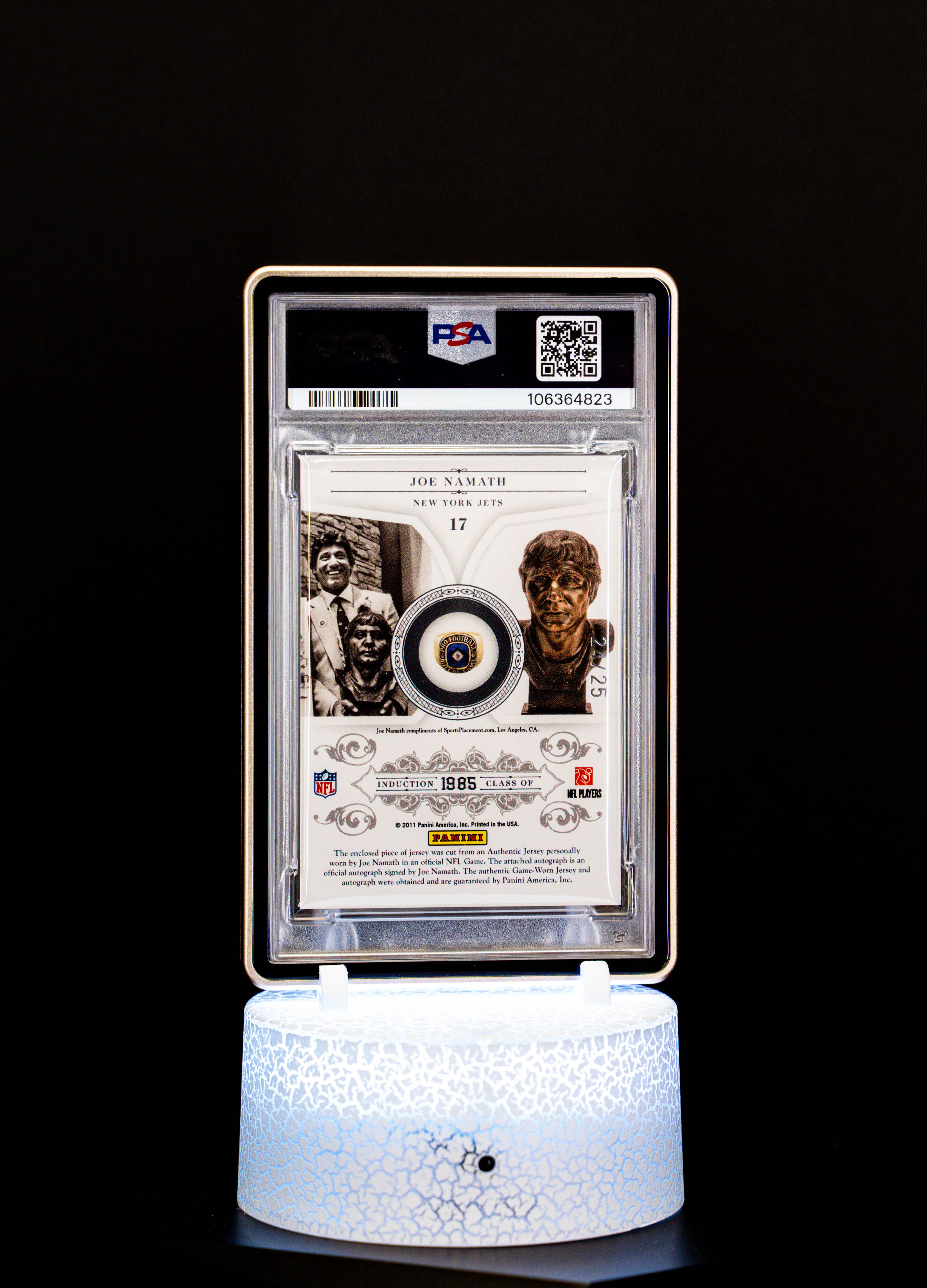 2010 National Treasures Emblems of the Hall Joe Namath SN24/25 PSA Mint 9 Auto 10 POP 1 #17