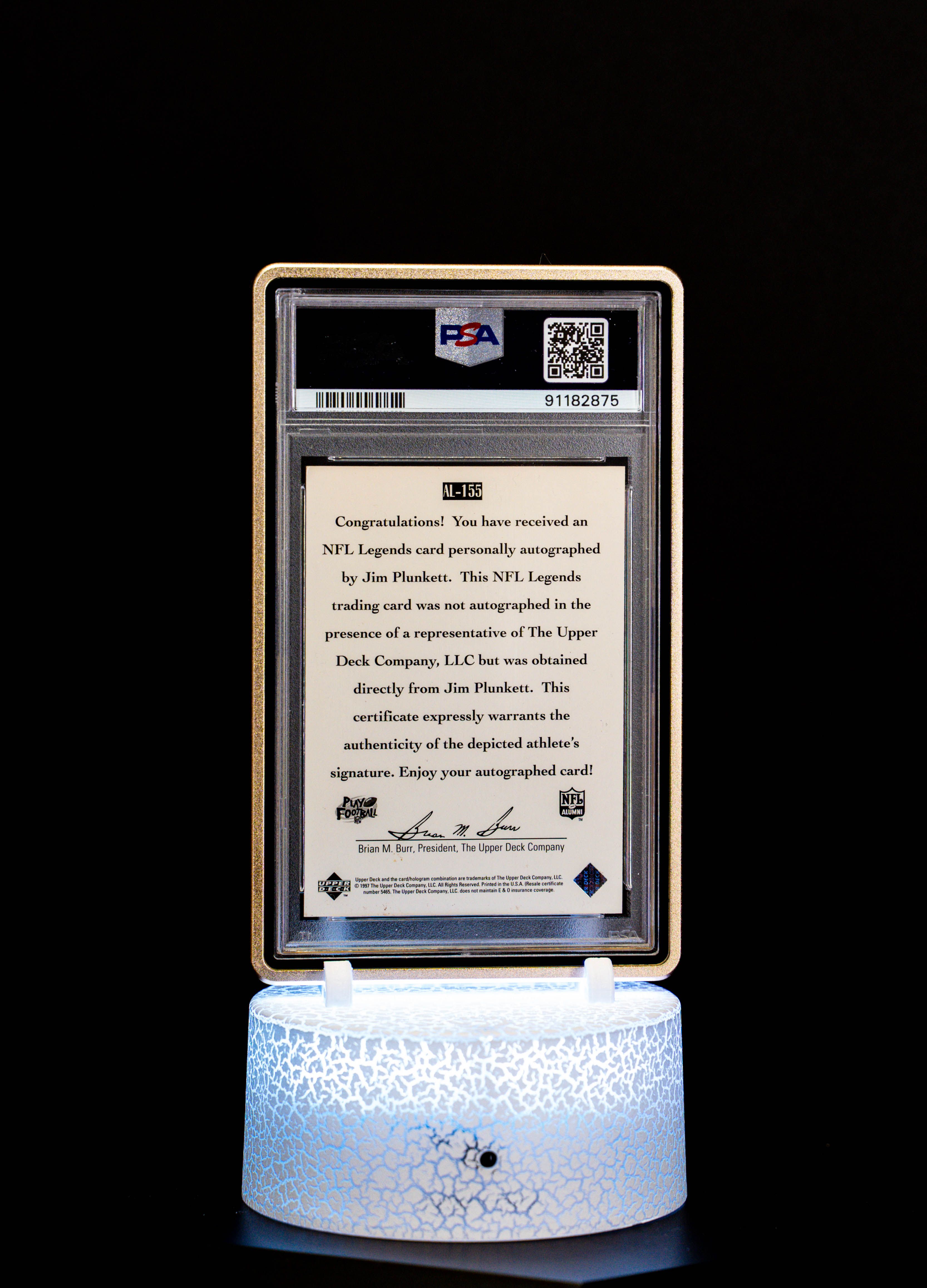1997 Upper Deck Legends Autograph Jim Plunkett PSA NM 7 Auto 9 #AL-155