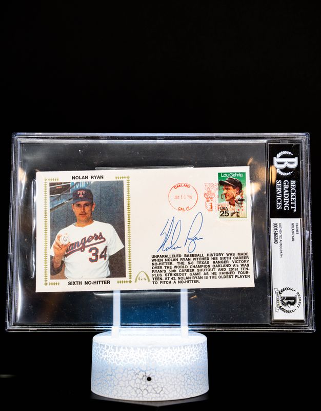 Cache Envelope Sixth No Hitter Autographed Nolan Ryan Large Sized Card (BGS Authentic Auto BGS: #00012466840)