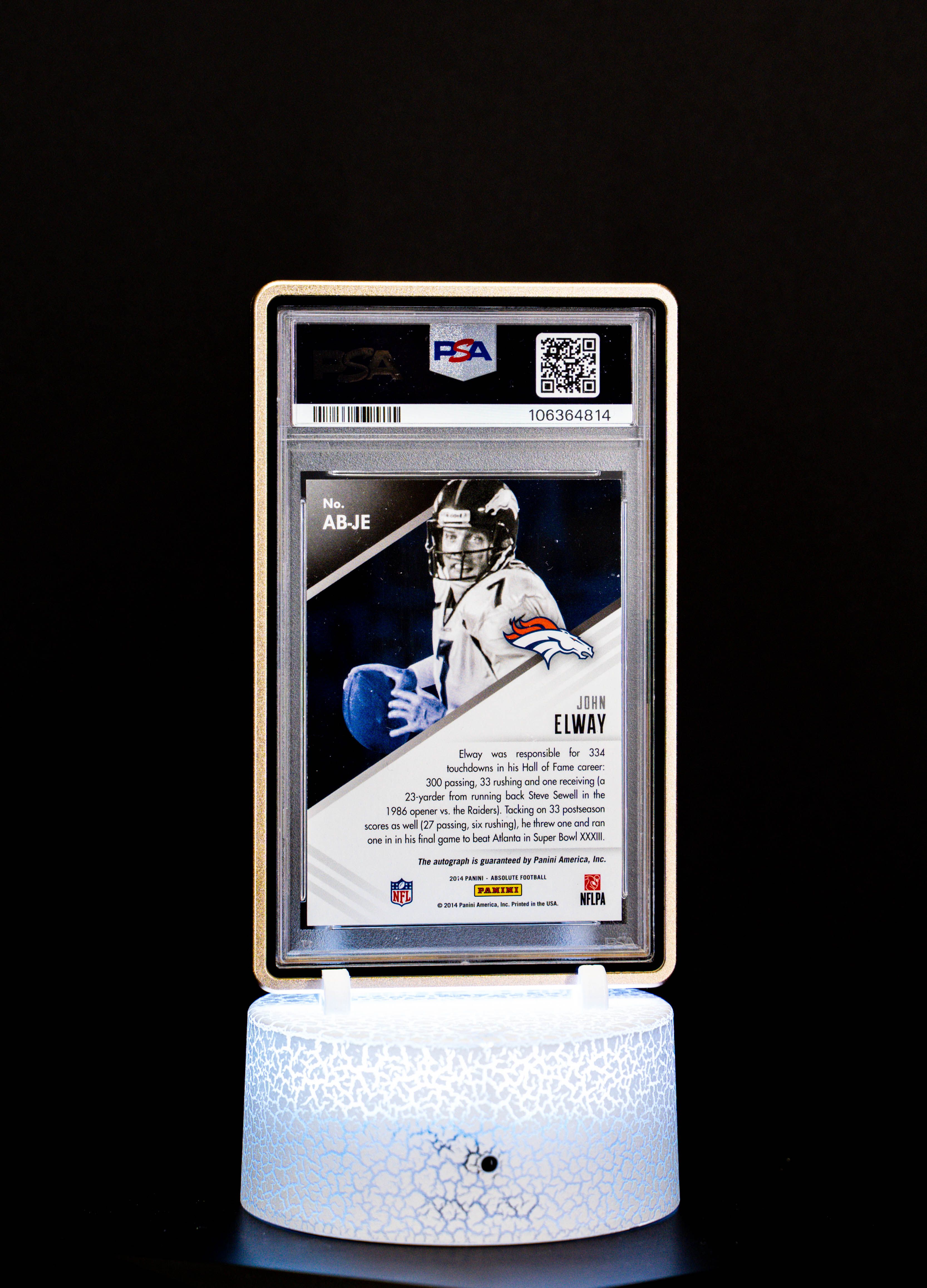 2014 Panini Absolute Ink Autograph John Elway PSA Mint 9 Auto 10 #AB-JE