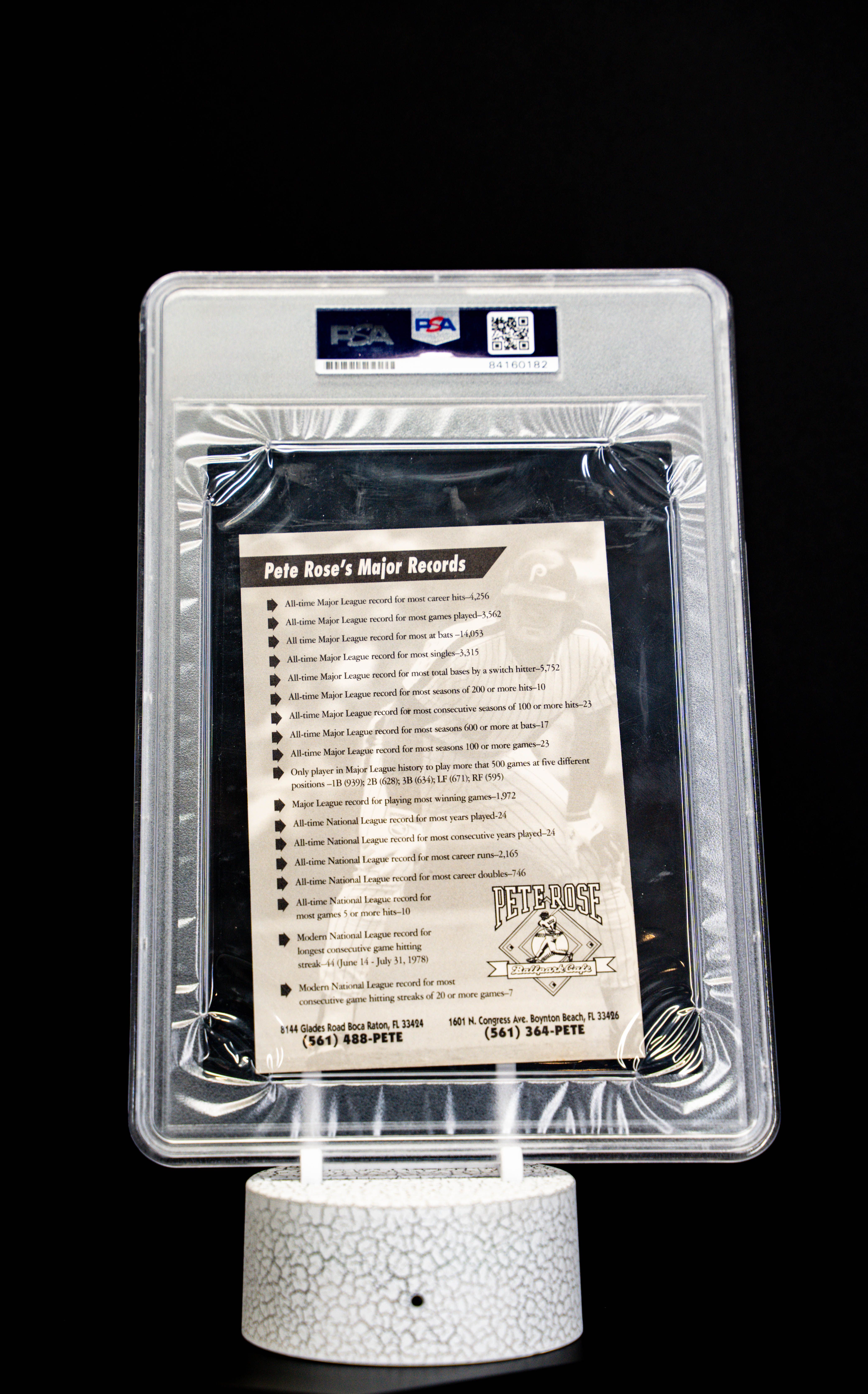 Ball Park Cafe Autographed Card, Pete Rose