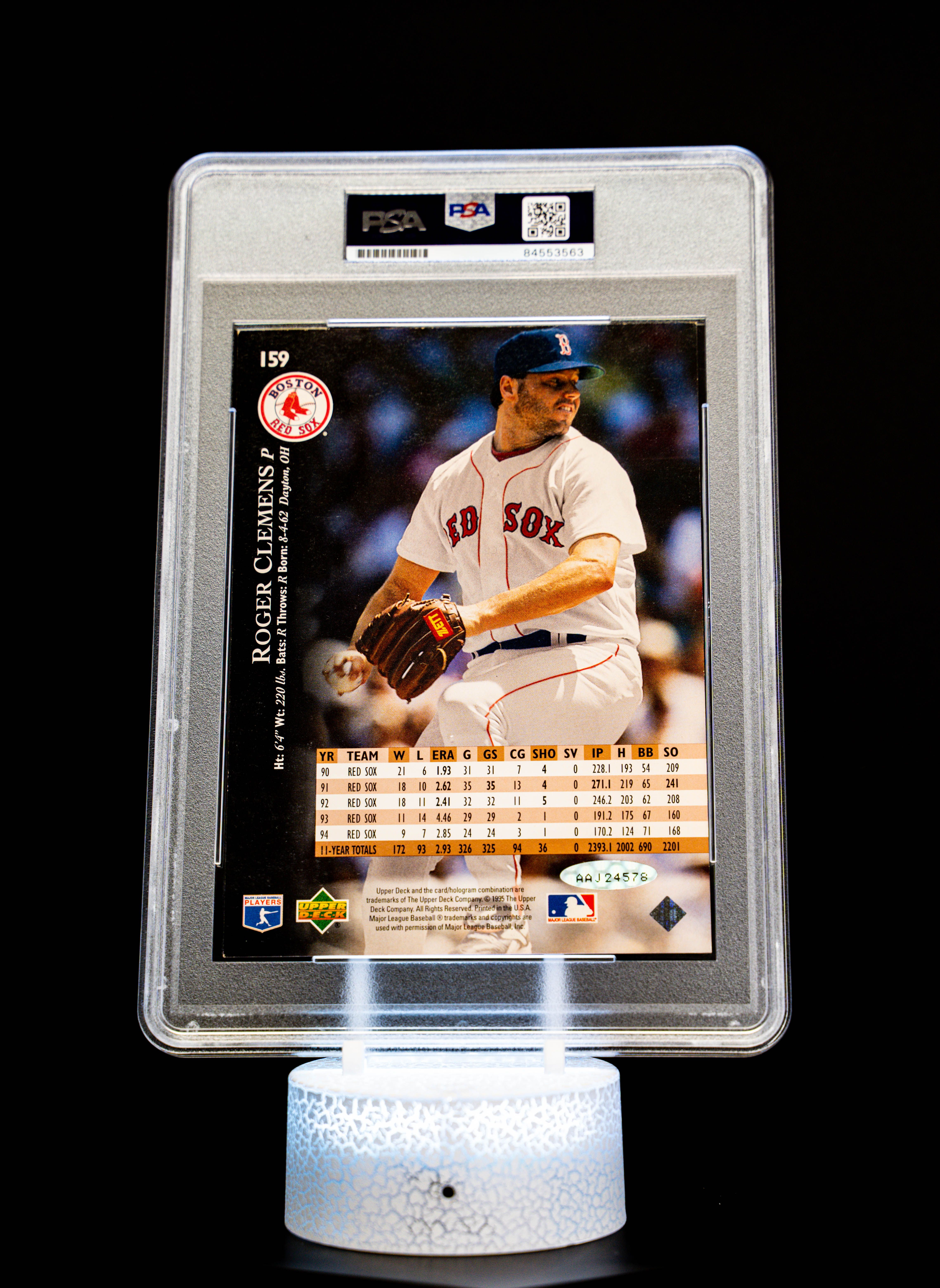 1995 Upper Deck Jumbo Card Roger Clemens Auto (UDA: AAJ24578) #159 (PSA Authentic Auto PSA: 84553563)