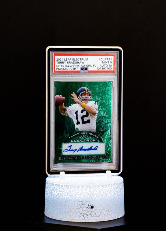 2024 Leaf Electrum Crystallography Green Fluorescent Terry Bradshaw Auto SN5/5 PSA Mint 9 Auto 10 #CLATB1