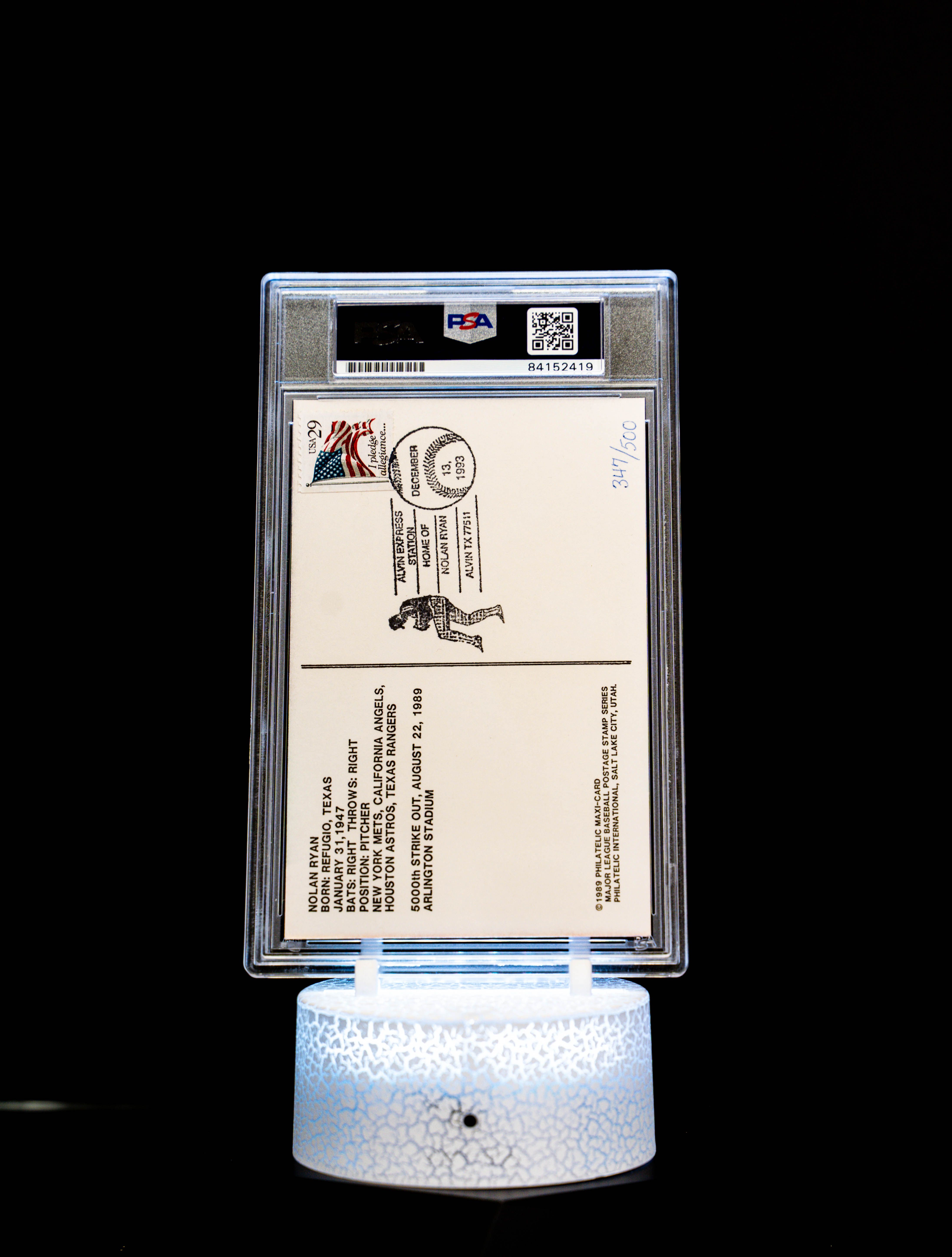 Post Card K, 5000 Autographed Nolan Ryan