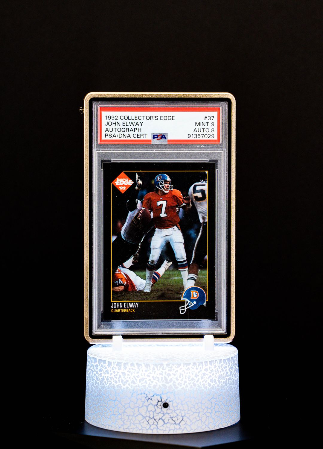 1992 Collector's Edge Autograph John Elway PSA Mint 9 Auto 8 #37