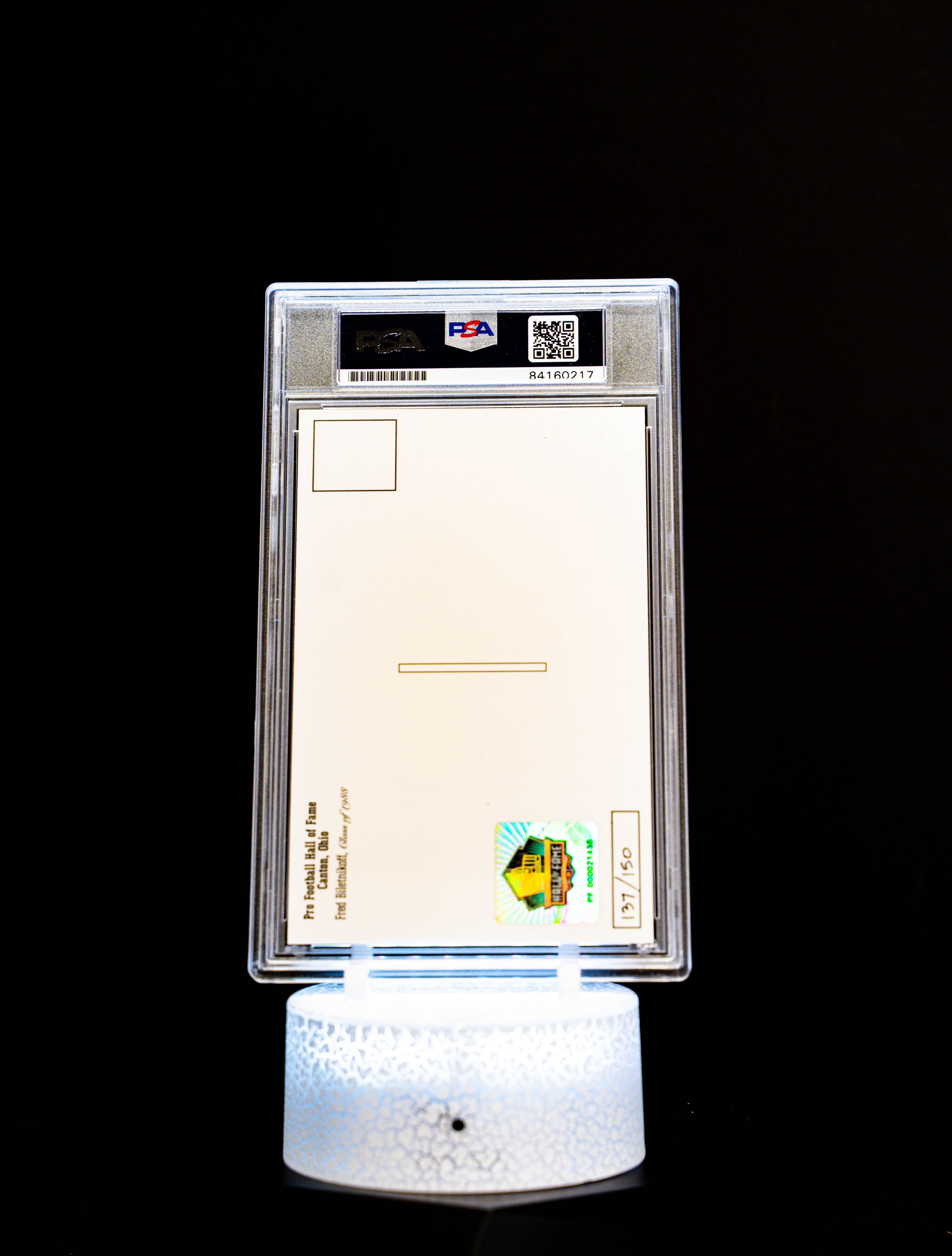 Class of 1988 Post Card Fred Biletnikoff (Medium Card) 137/150 (PSA: Authentic Auto PSA: #84160217)