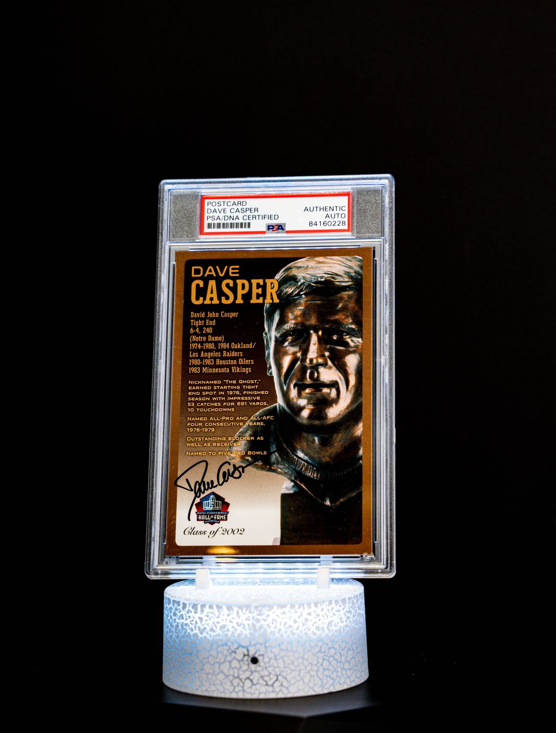 Class of 2002 Post Card Dave Casper (Medium Card) 134/150 (PSA: Authentic Auto PSA: #84160228)