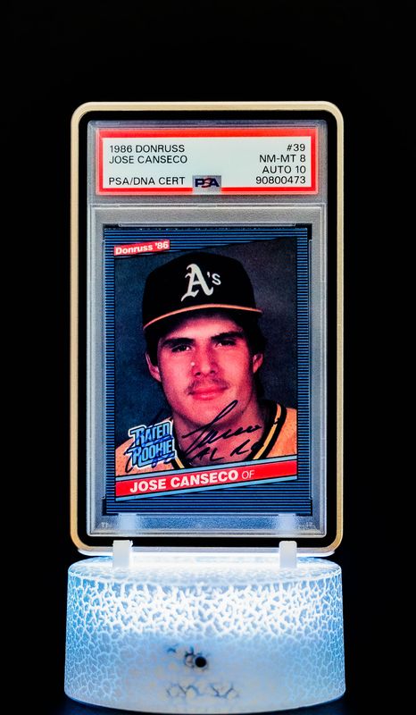 1986 Donruss Jose Canseco #39 PSA NM-MT 8, Auto 10