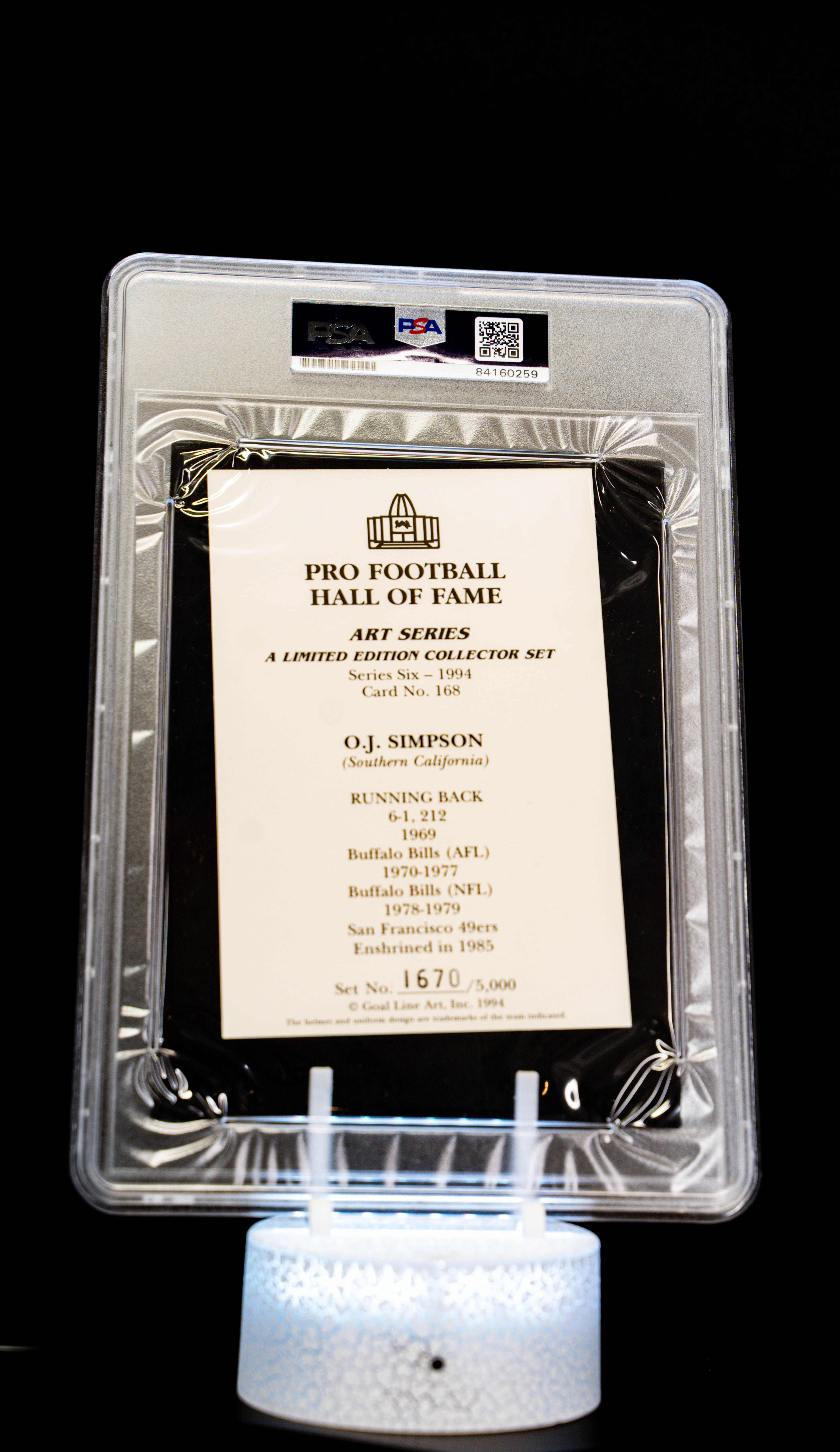 1994 H.O.F. Cards Hall of Fame Signature Series O.J. Simpson Auto (SN: 1670/5000) Large Sized Card