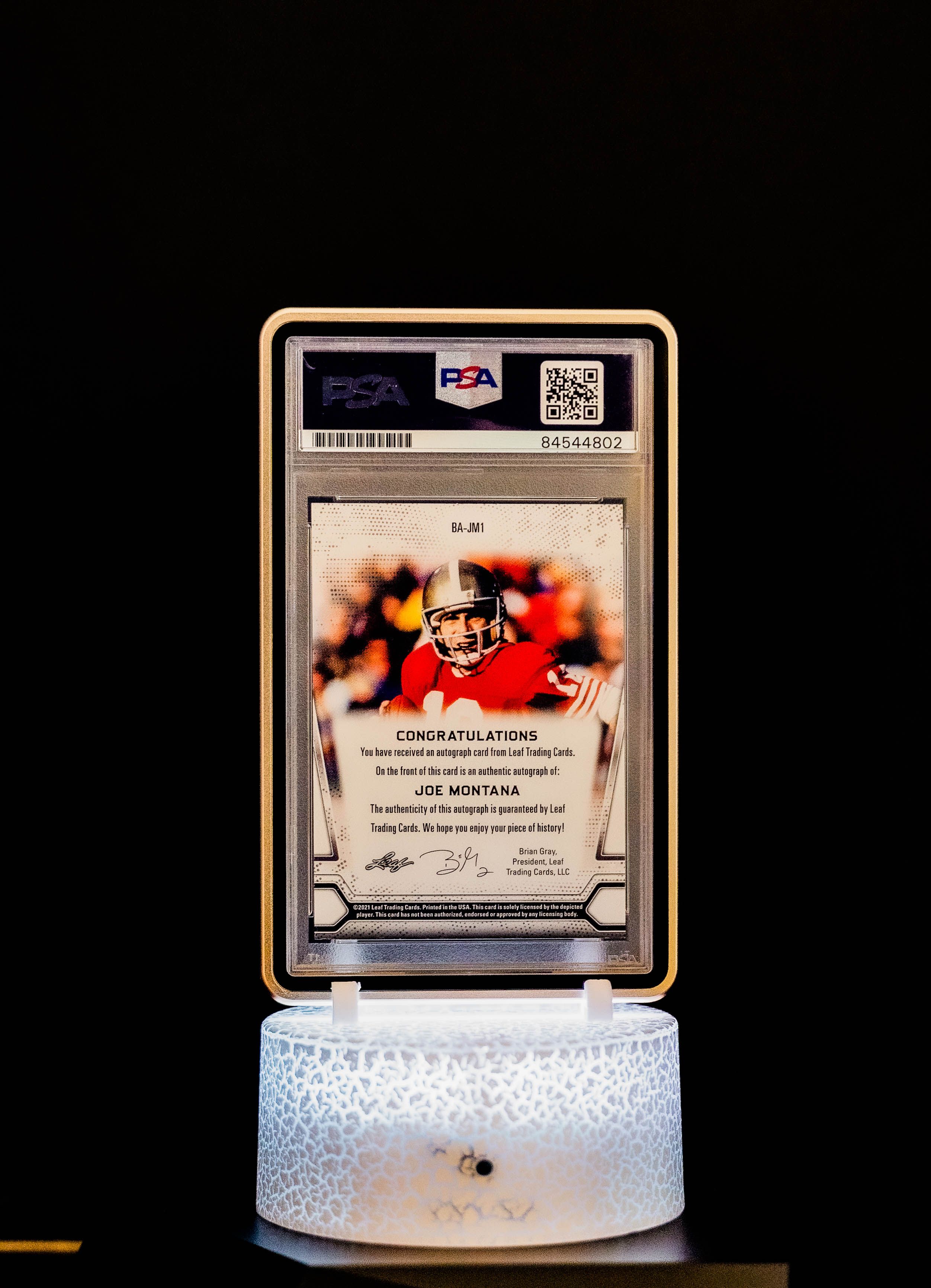 2021 Leaf Multi-Sport Gold Auto Joe Montana #BA-JM1 PSA GEM MT 10, Auto 10