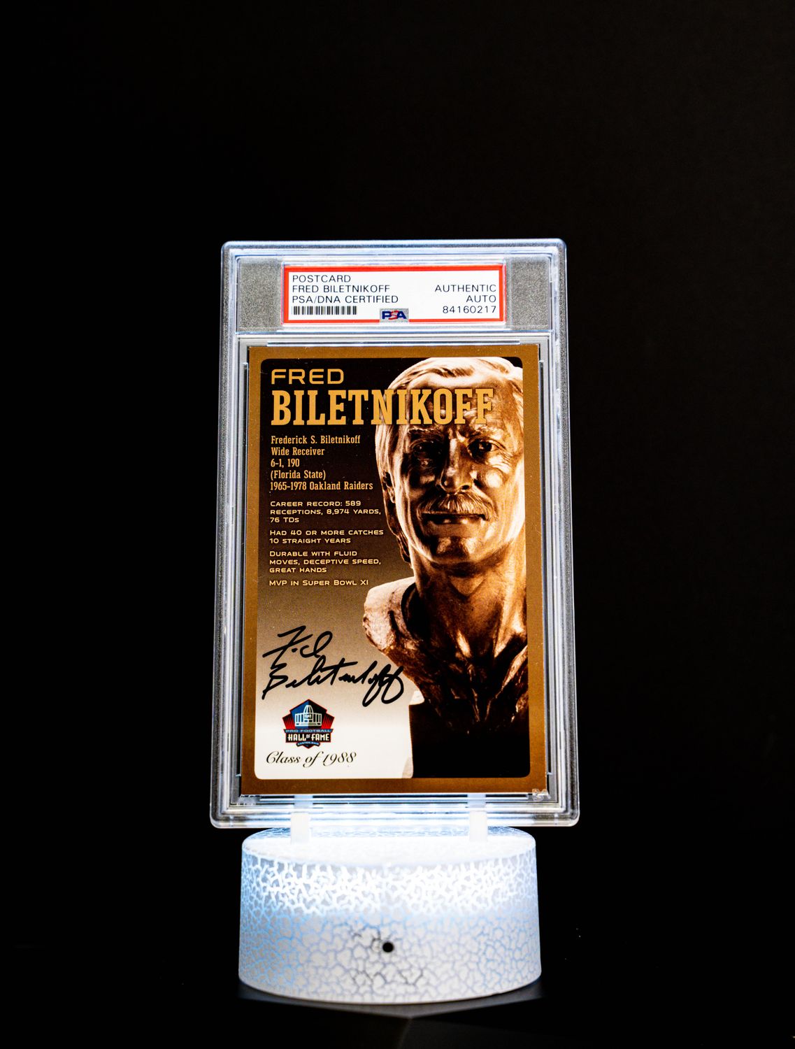 Class of 1988 Post Card Fred Biletnikoff (Medium Card) 137/150 (PSA: Authentic Auto PSA: #84160217)