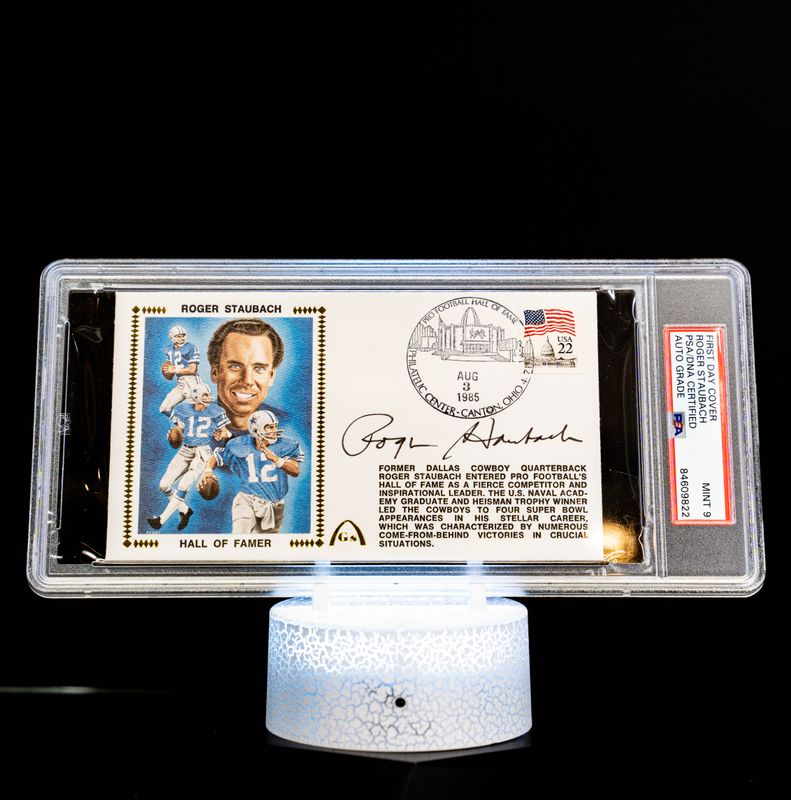 Cache First Day Cover Hall of Famer Roger Staubach Autograph – PSA MINT 9