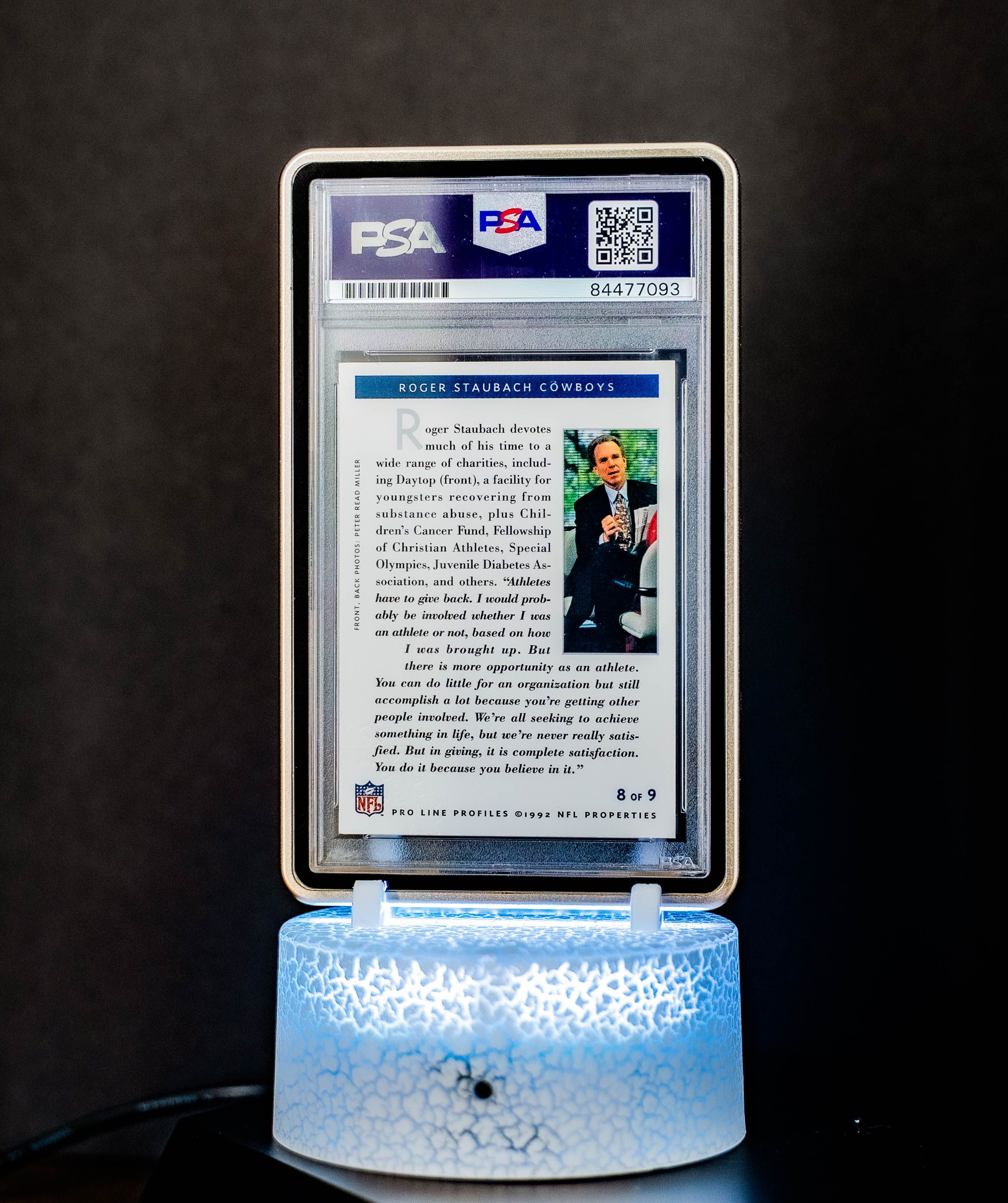 1992 Pro Line Profile Roger Staubach #8 of 9 PSA GEM MT 10, Auto 10