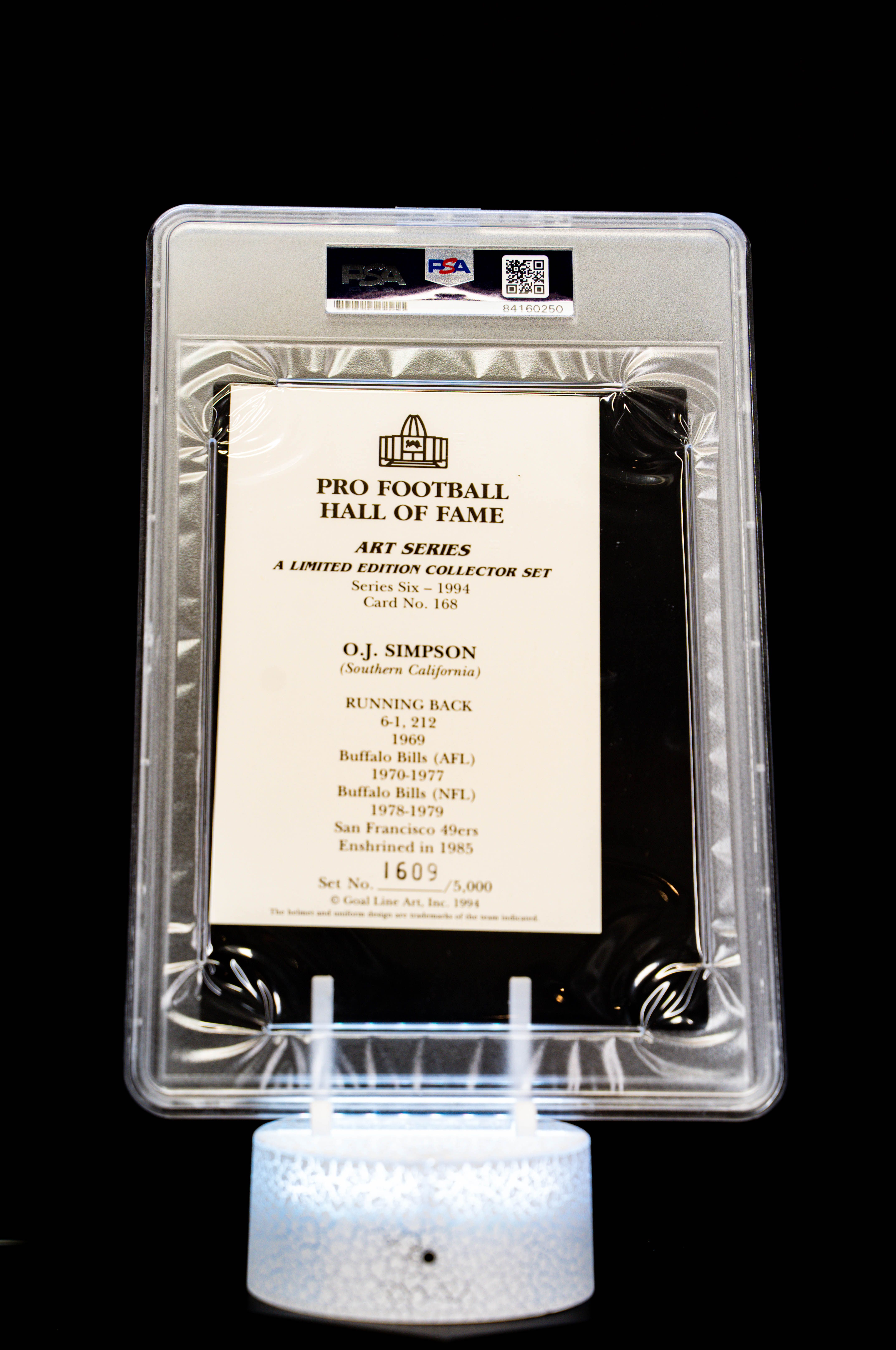 1994 H.O.F. Cards Hall of Fame Signature Series O.J. Simpson Auto (SN: 1609/5000) Large Sized Card