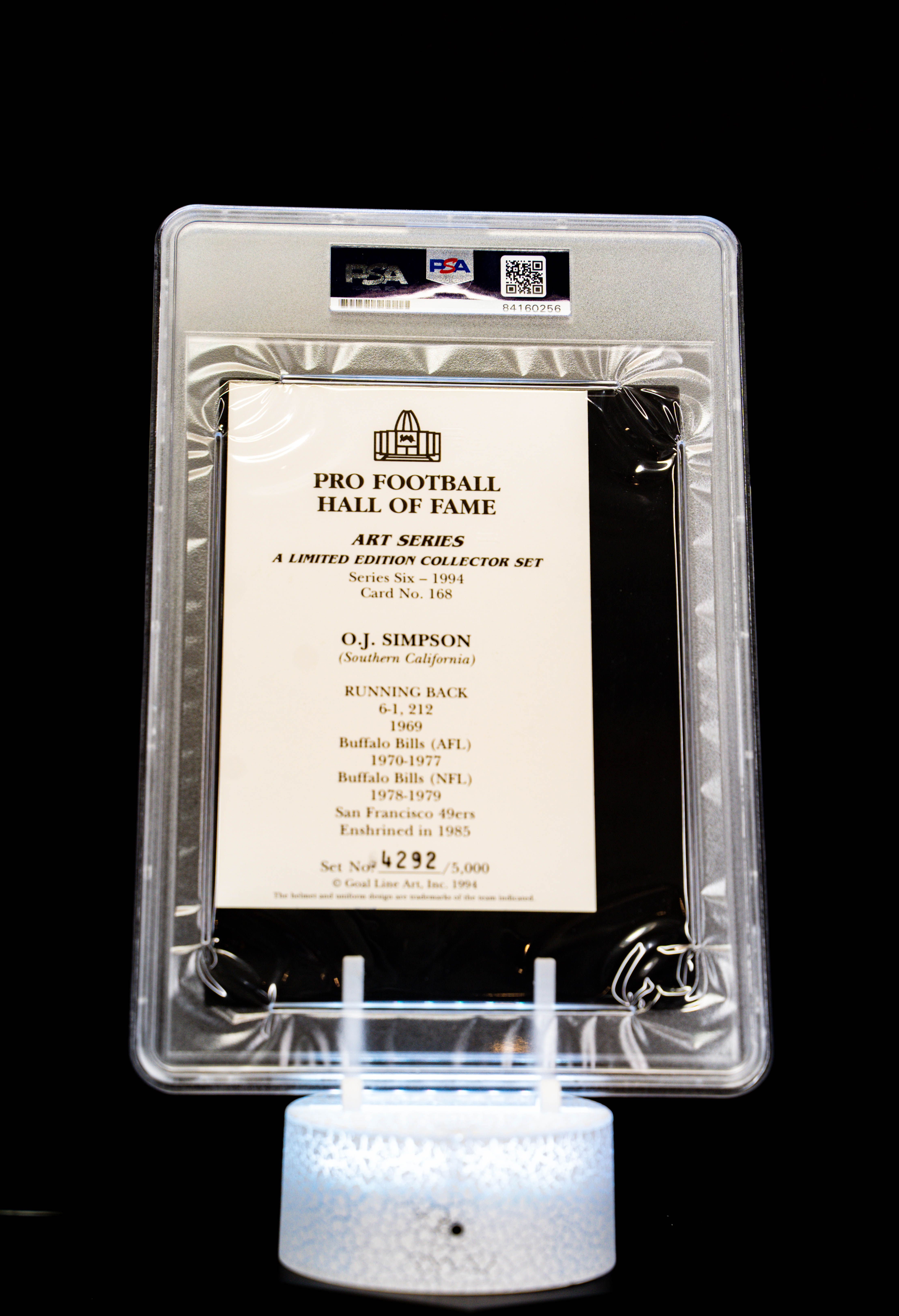 1994 H.O.F. Cards Hall of Fame Signature Series O.J. Simpson Auto (SN: 4292/5000) Large Sized Card