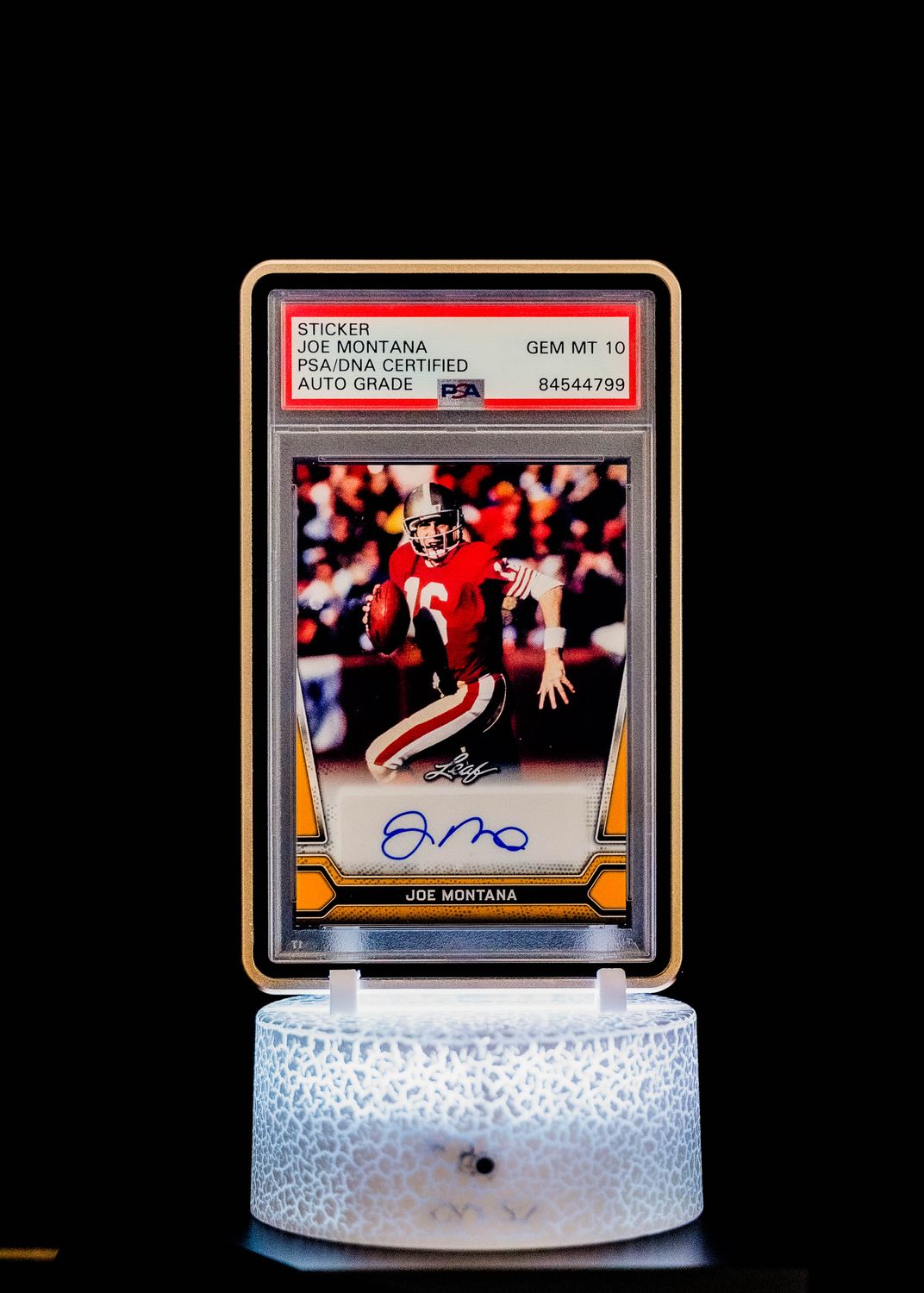 2021 Leaf Multi-Sport Gold Joe Montana #BA-JM1 PSA Auto GEM MT 10