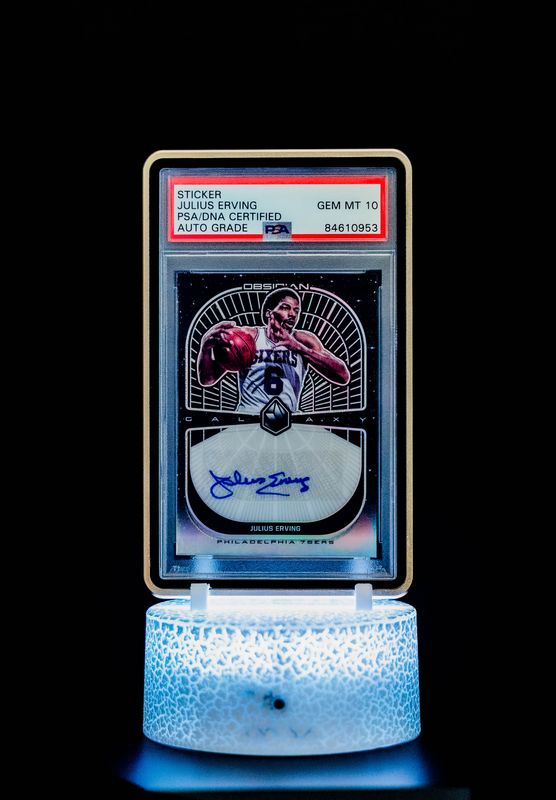2019-20 Panini Obsidian Galaxy Autographs Julius Erving #HS-JE (SN: 11/35) PSA GEM MT 10, Auto 10
