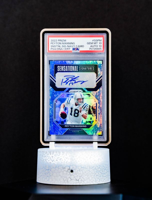 2022 Prizm Sensational Signatures Navy Camo Peyton Manning (SN: 1/3) #SSPM – PSA GEM MT 10, Auto GEM MT 10 (PSA Cert #75726665)