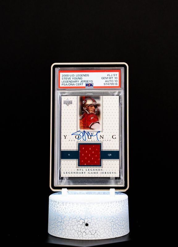 2000 U.D. Legends Legendary Jersey Autographs Steve Young #LJ-SY – PSA GEM MT 10, Auto GEM MT 10 (PSA Cert #97479518)