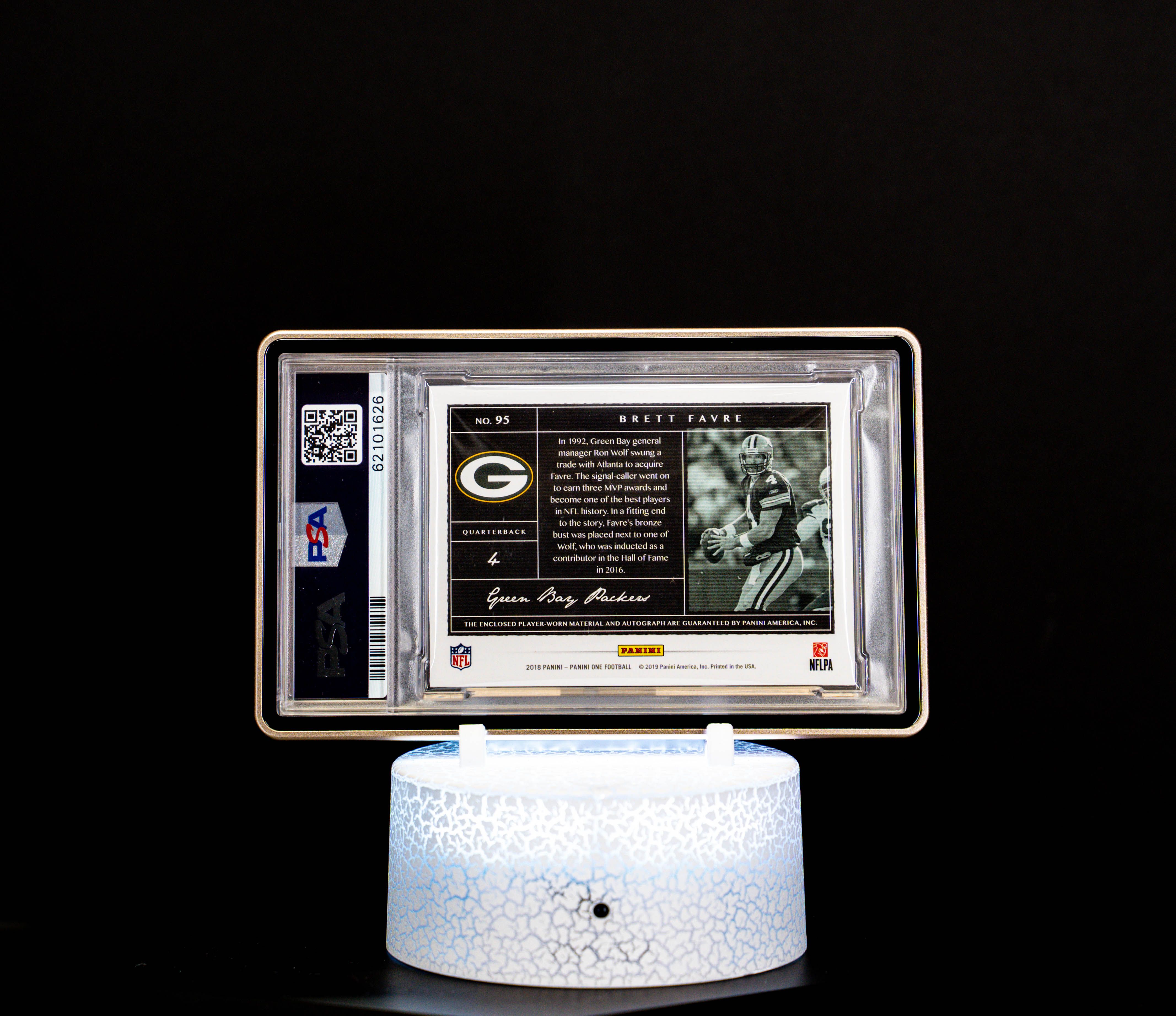 2018 Panini One Quad Patch Autograph Bronze Brett Favre (SN: 11/15) #95 – PSA GEM MT 10, Auto GEM MT 10 (PSA Cert #62101626)