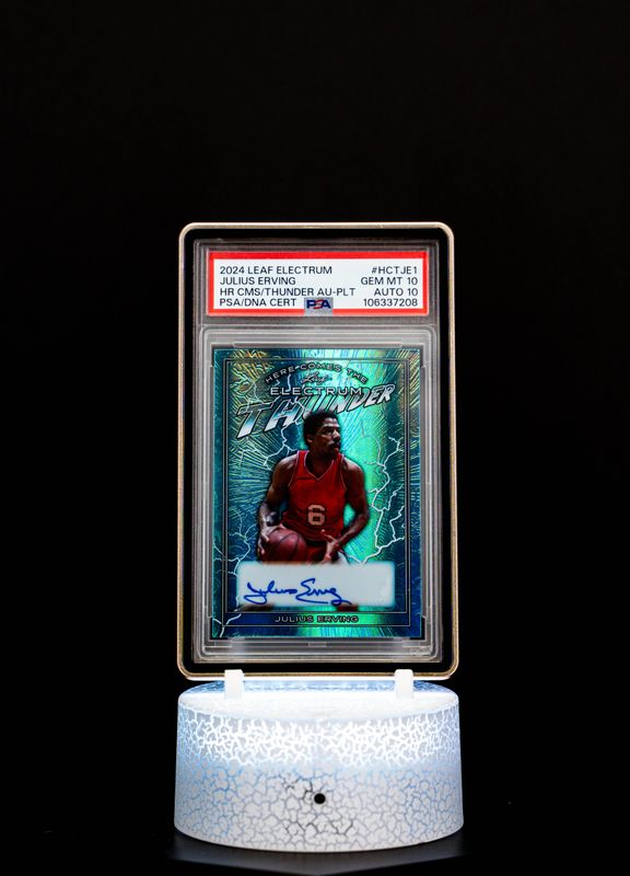 2024 Leaf Electrum HR, CMS/Thunder Autographs Platinum Julius Erving (SN: 4/6) #HCTJE1 – PSA GEM MT 10, Auto 10 (PSA Cert #106337208)