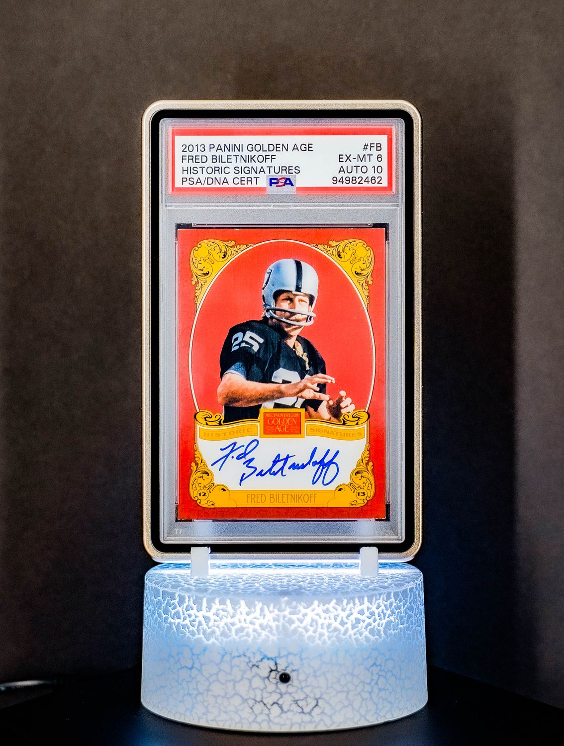 2013 Panini Golden Age Historical Signatures Fred Biletnikoff #FB (POP 1) PSA EX-MT 6, Auto 10