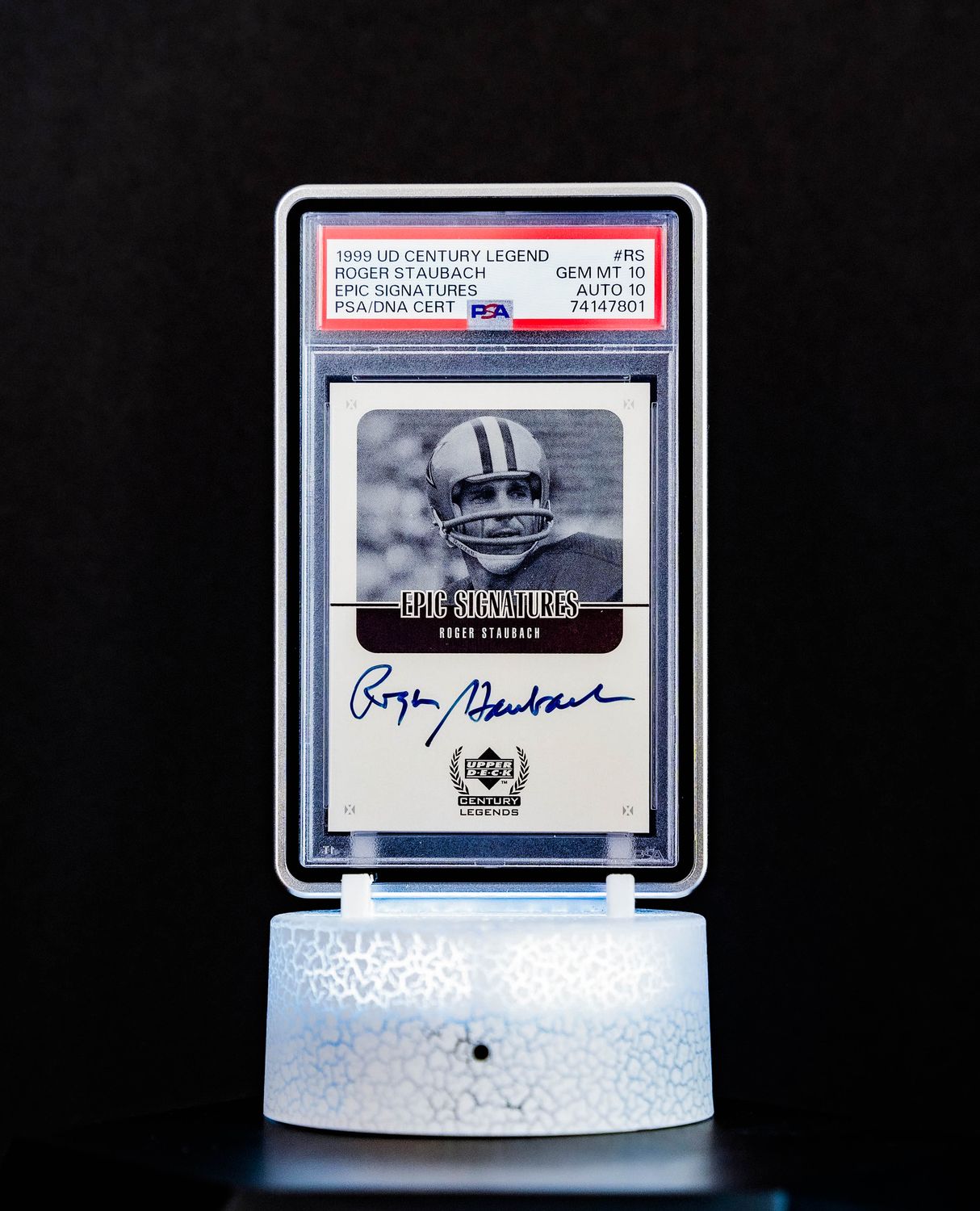 1999 UD Century Legend Epic Signatures Roger Staubach #RS – PSA GEM MT 10, Auto 10 (PSA Cert #74147801)