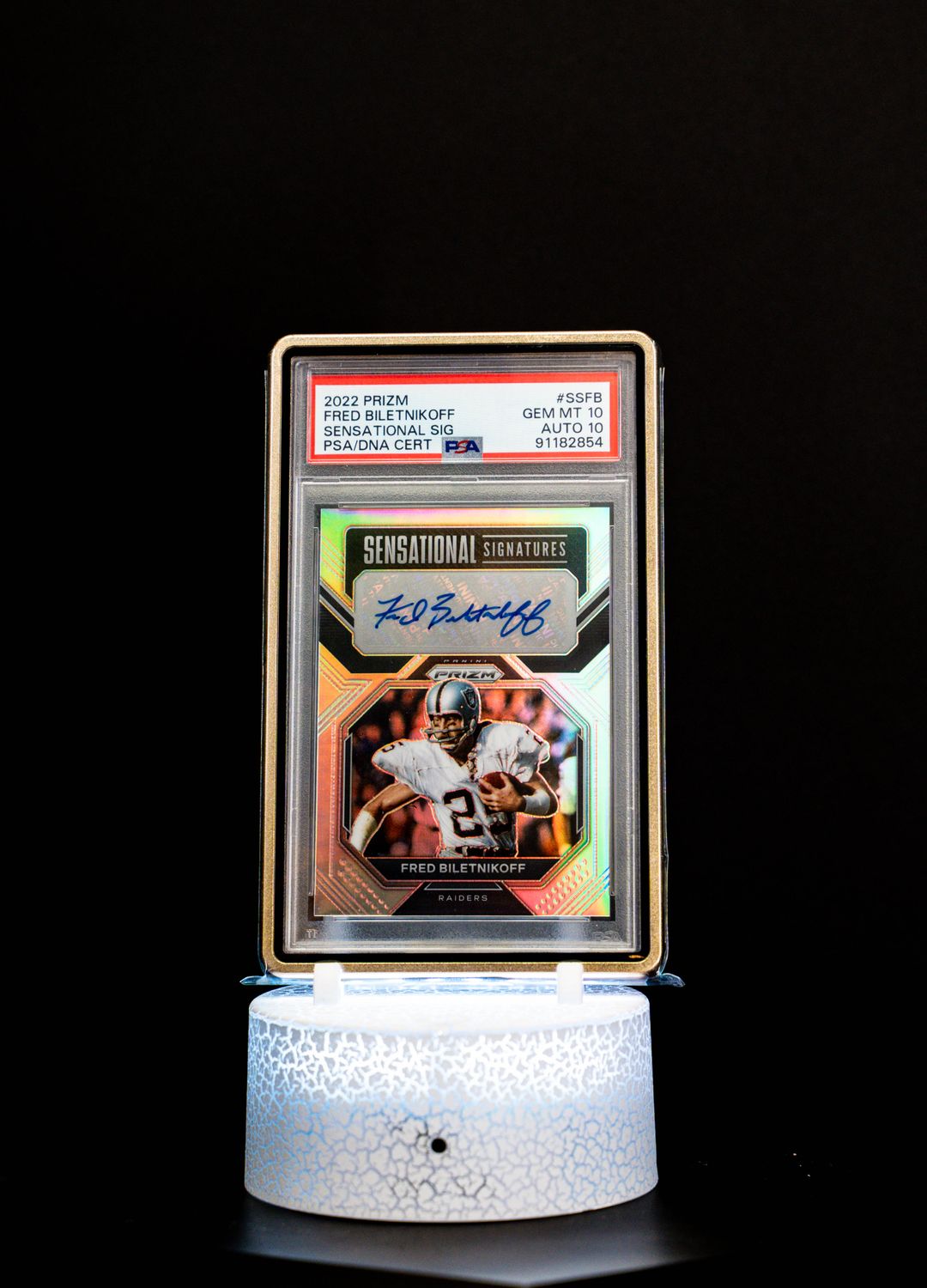 2022 Prizm Sensational Signatures Fred Biletnikoff #SSFB – PSA GEM MT 10, Auto 10 (PSA Cert #91182854)
