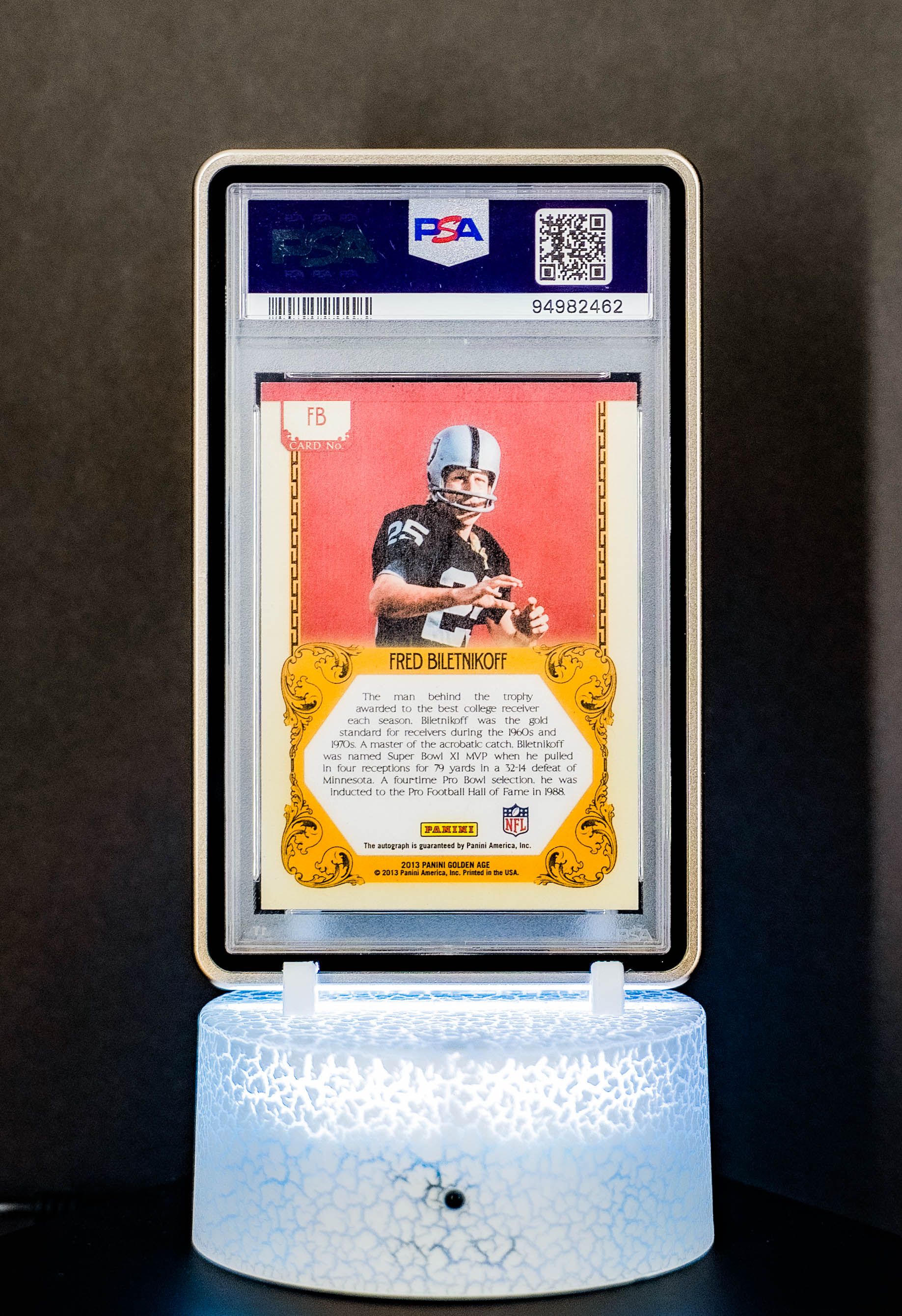 2013 Panini Golden Age Historical Signatures Fred Biletnikoff #FB (POP 1) PSA EX-MT 6, Auto 10