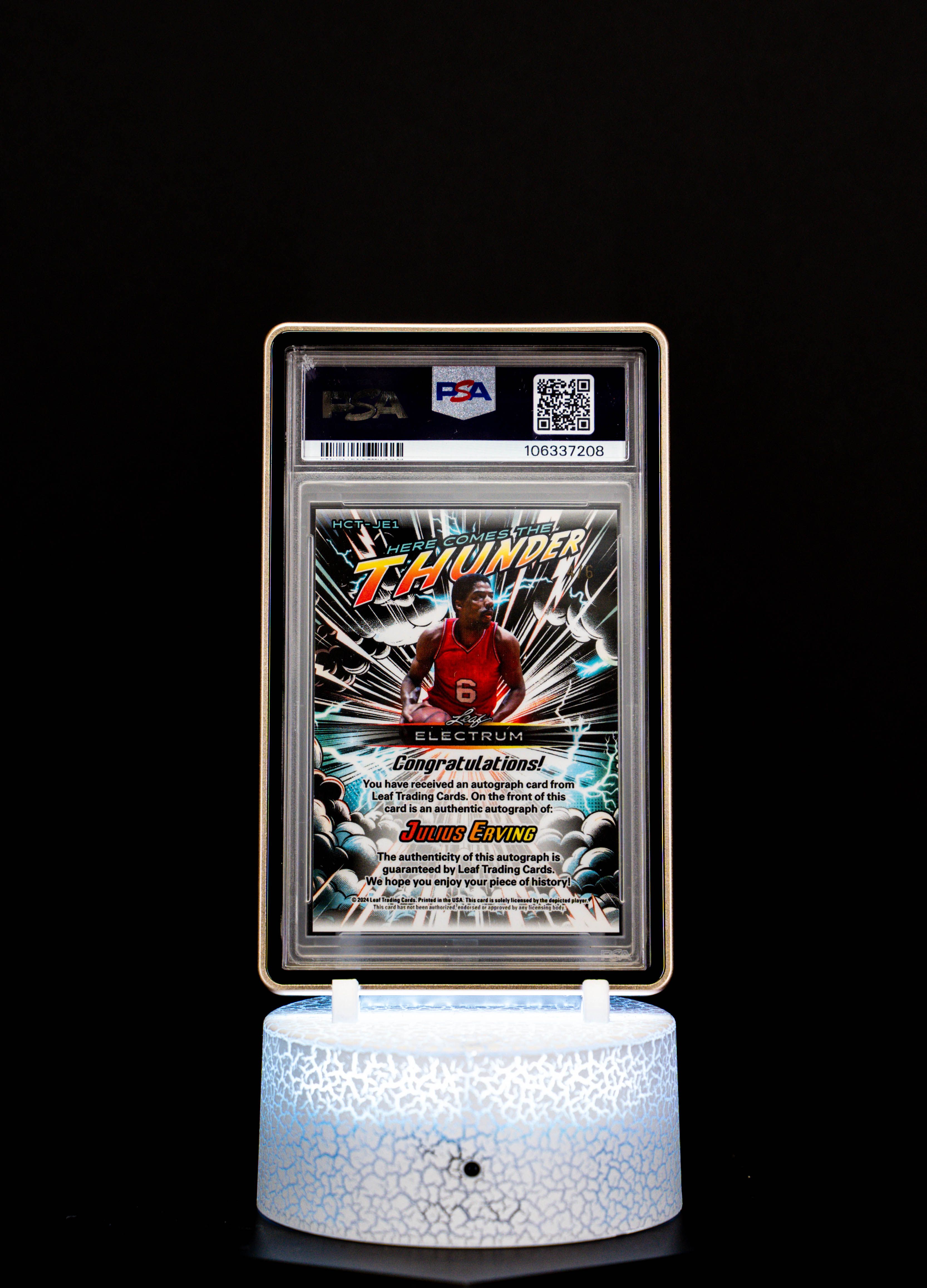 2024 Leaf Electrum HR, CMS/Thunder Autographs Platinum Julius Erving (SN: 4/6) #HCTJE1 – PSA GEM MT 10, Auto 10 (PSA Cert #106337208)