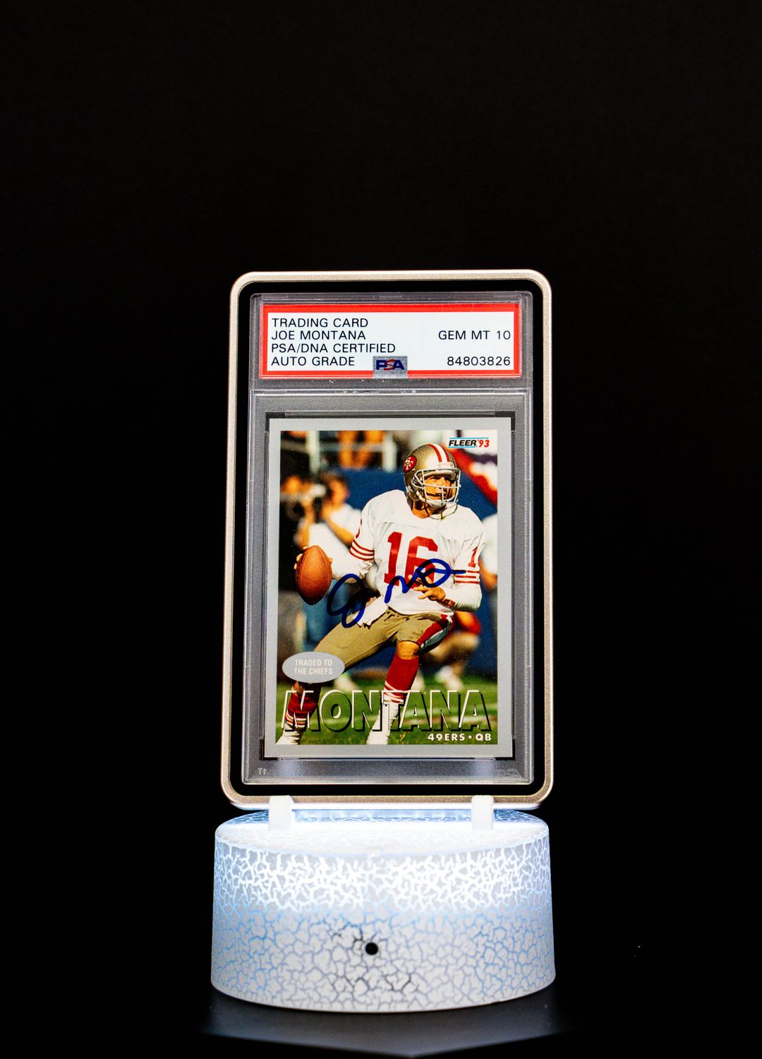1993 Fleer Autographed Joe Montana #475 PSA GEM MT 10, Auto 10