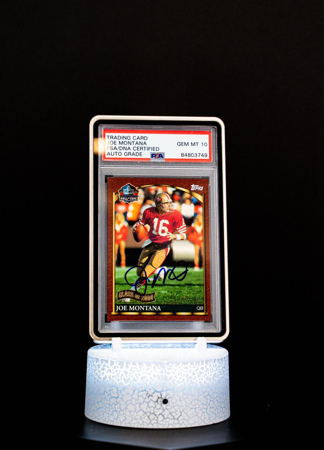 2000 Topps Hall of Fame Inducted Autographed Joe Montana #HOF1 (PSA GEM MT 10 Auto, PSA: #84803749)
