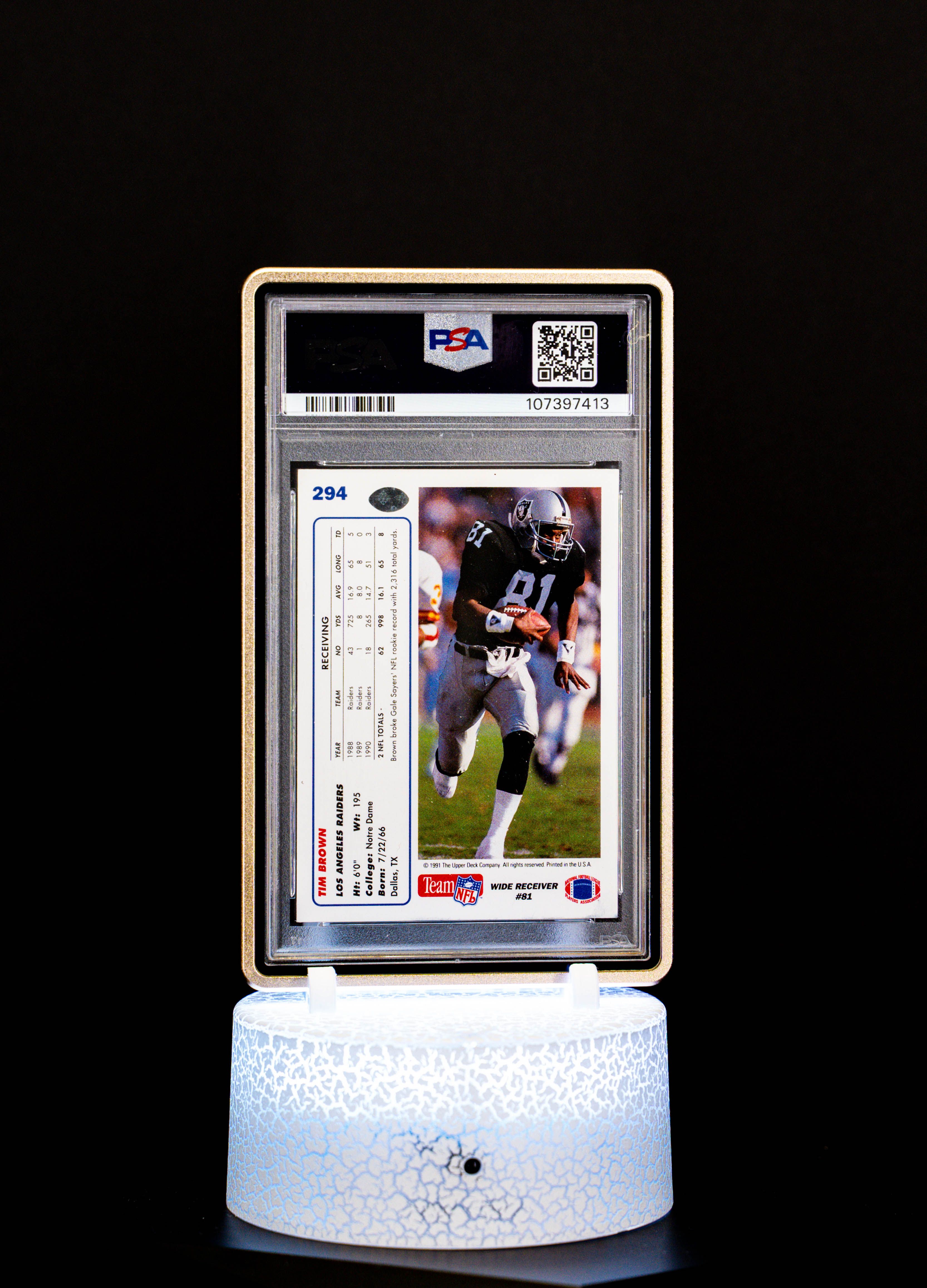 1991 Upper Deck Tim Brown Autograph PSA NM 7 Auto 10 #294