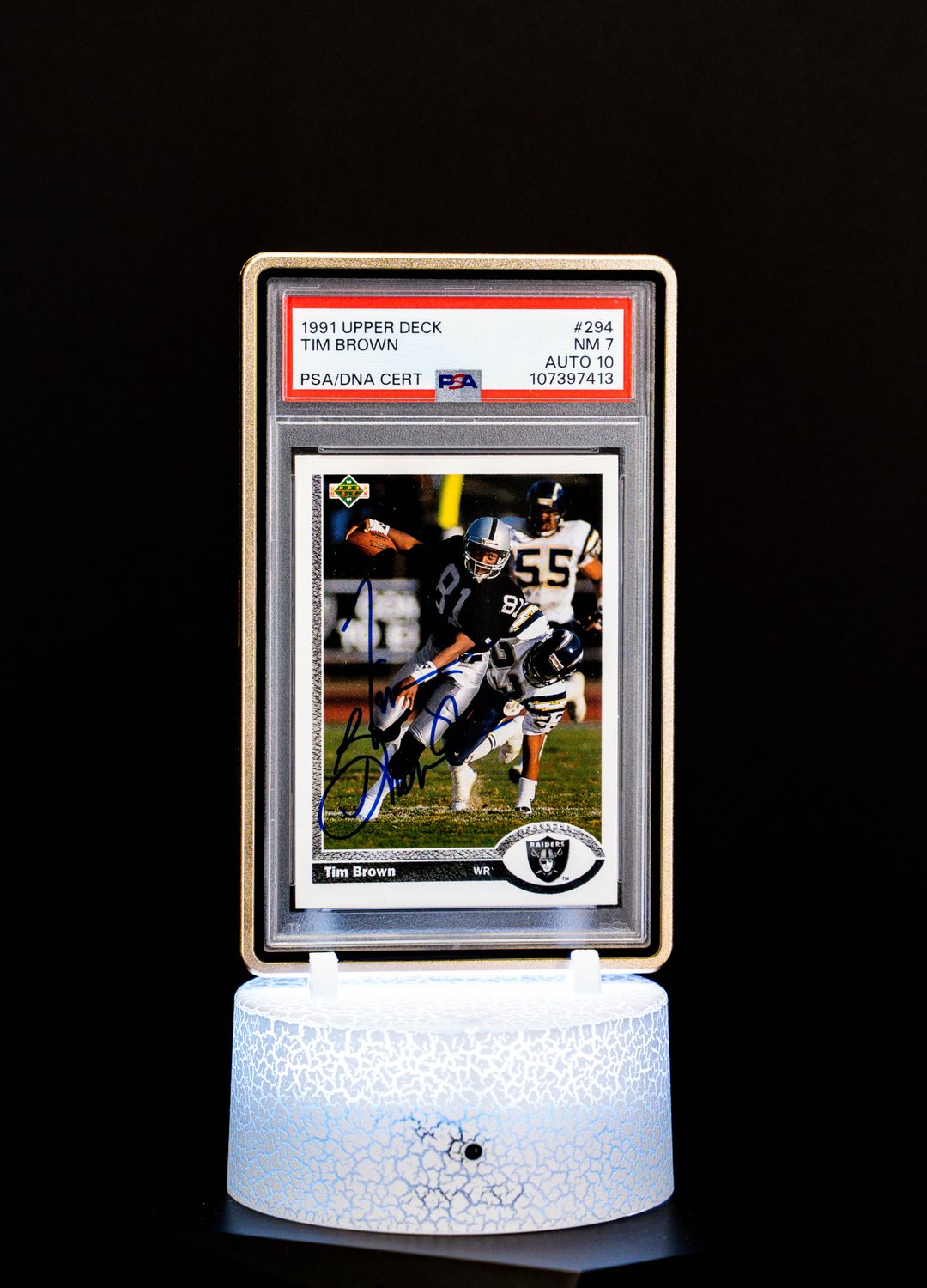 1991 Upper Deck Tim Brown Autograph PSA NM 7 Auto 10 #294